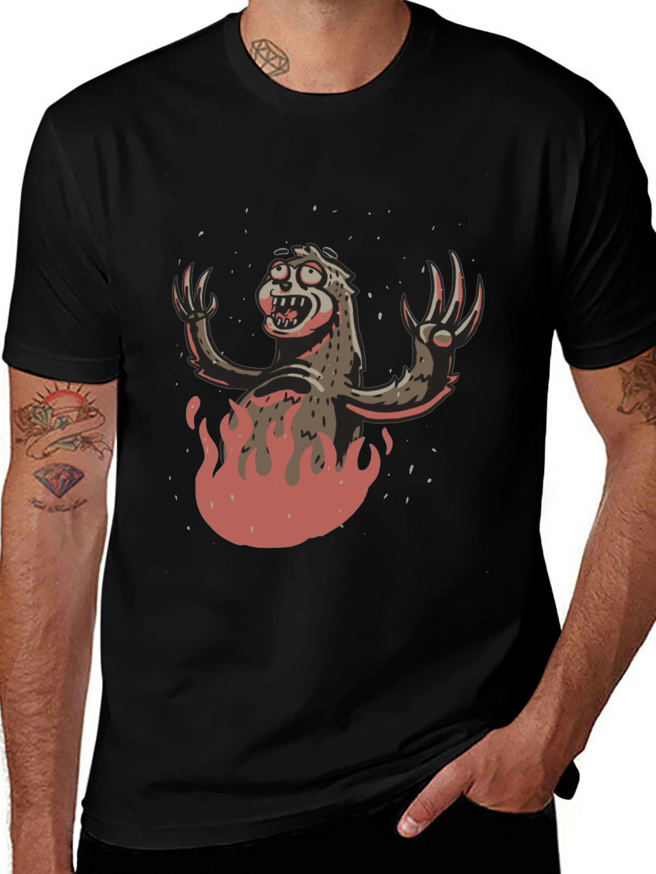 Variant 3 of Monster Sloth Graphic Tee - Men's Black T-Shirt