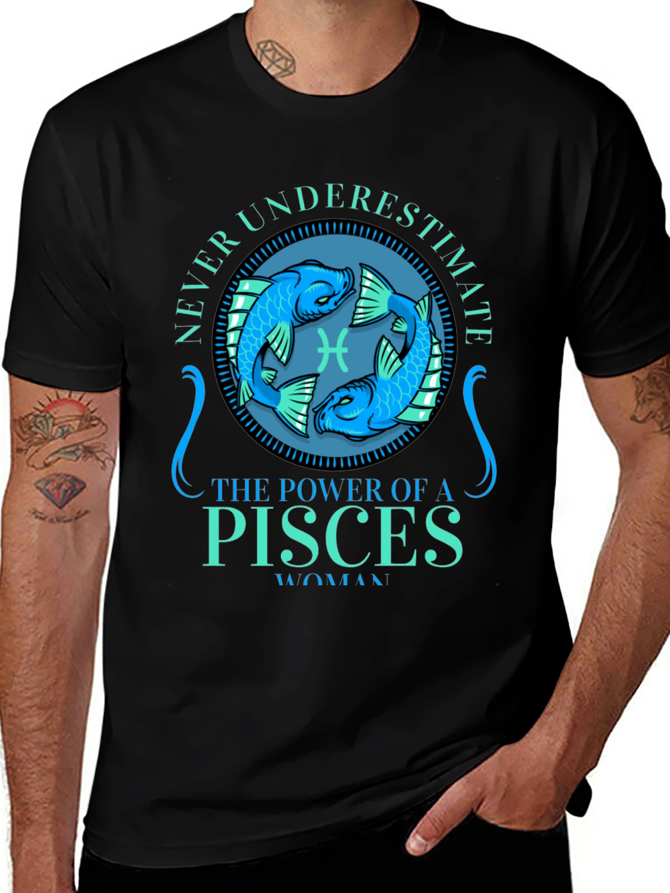 Variant 5 of Pisces Zodiac Black T-Shirt