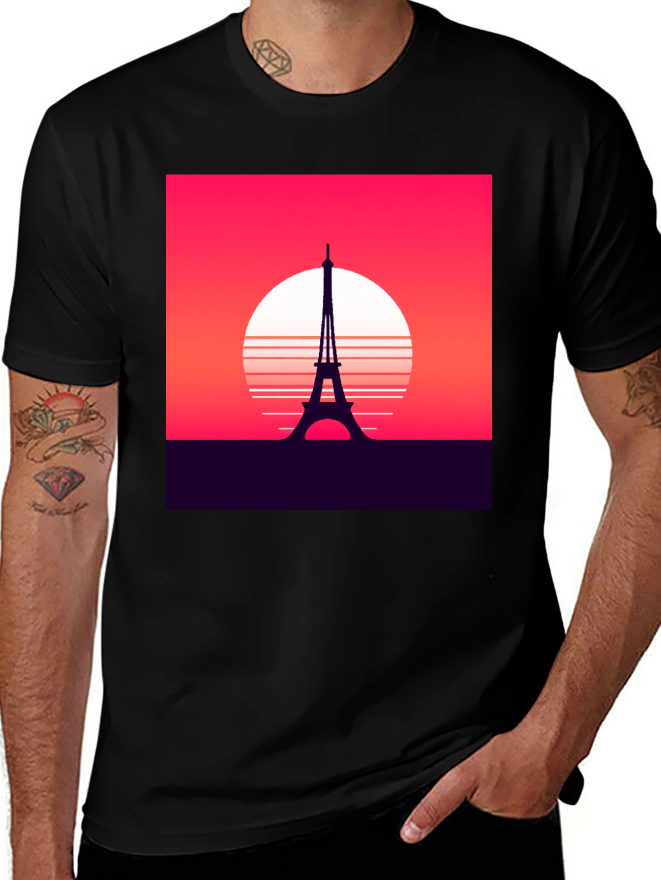 Variant 26 of Paris Sunset Graphic Tee - Retro Style