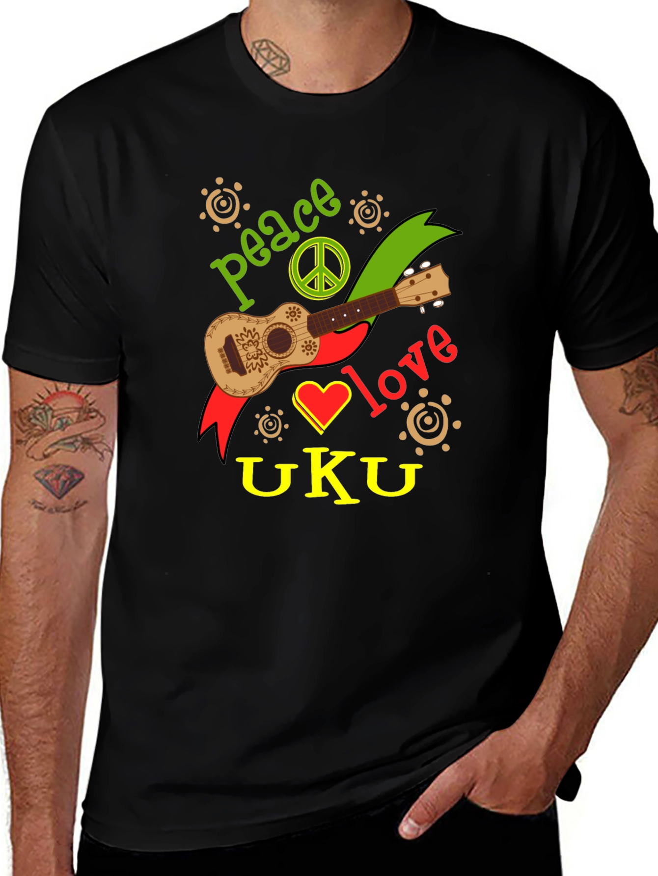 Peace Love Ukulele Graphic T-Shirt