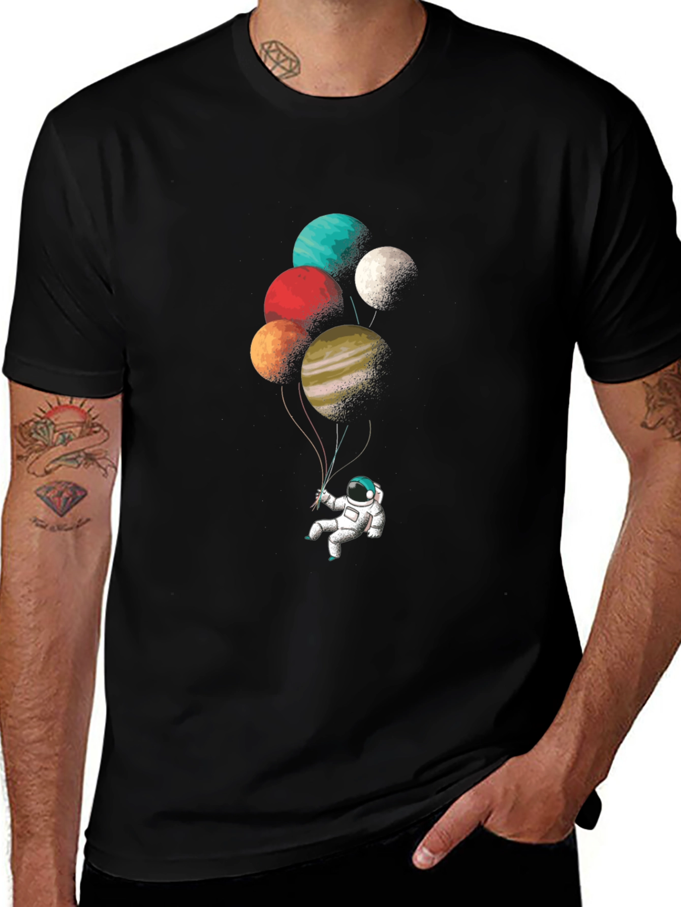 Astronaut Planet Balloon Graphic Tee