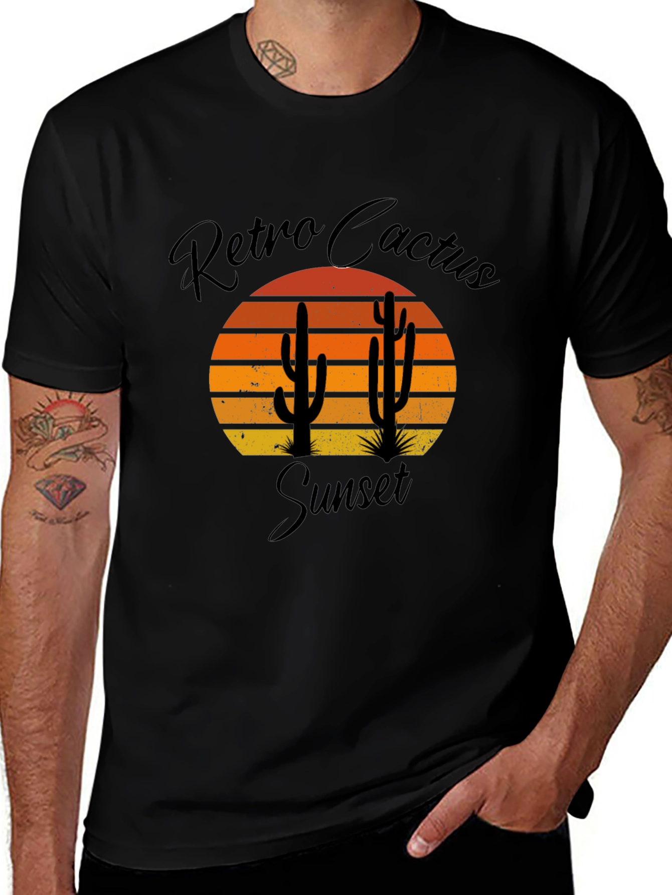 Variant 28 of Retro Cactus Sunset Graphic T-Shirt