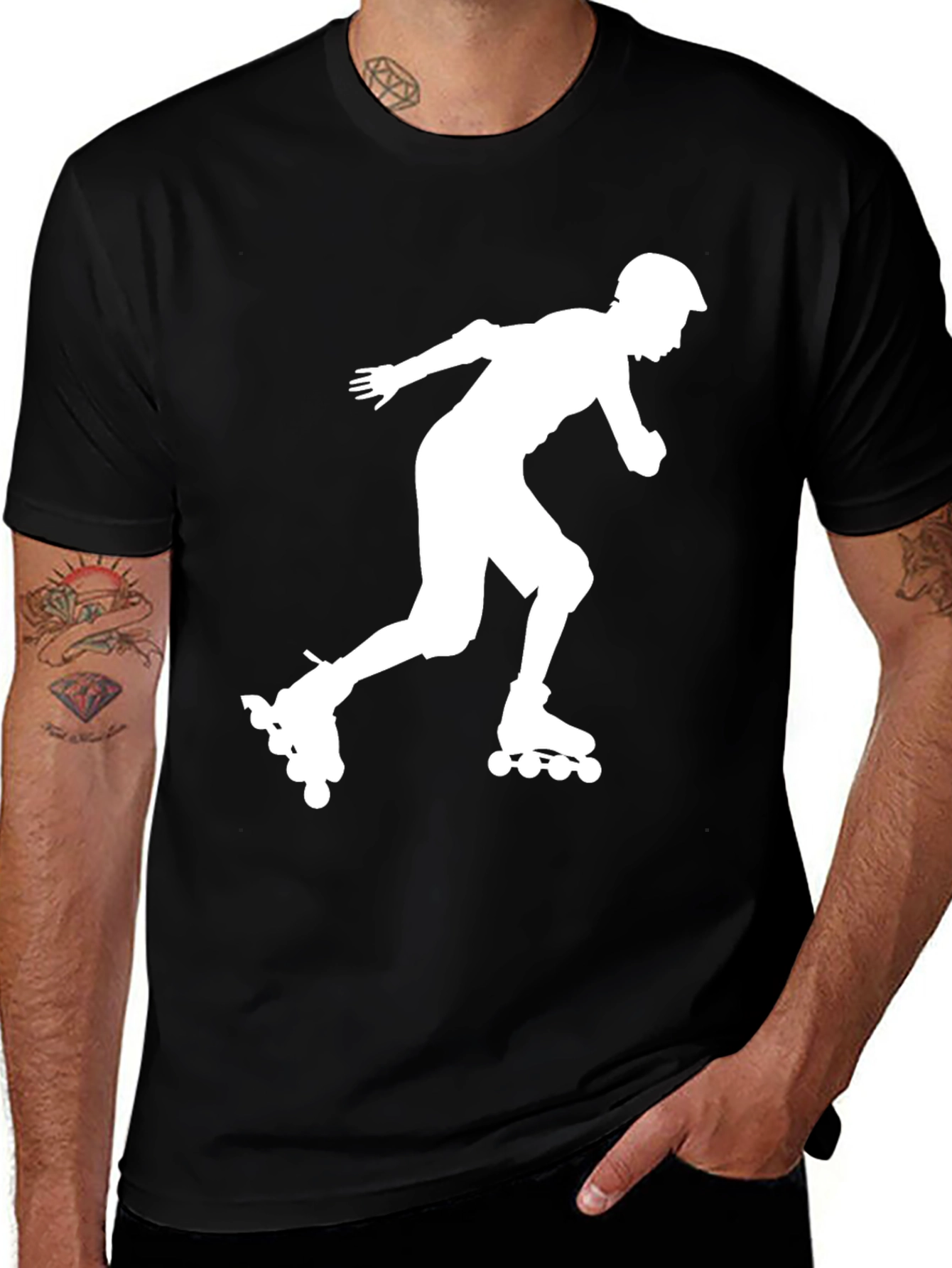 Variant 10 of Roller Skating Graphic Tee - Black Cotton Shirt