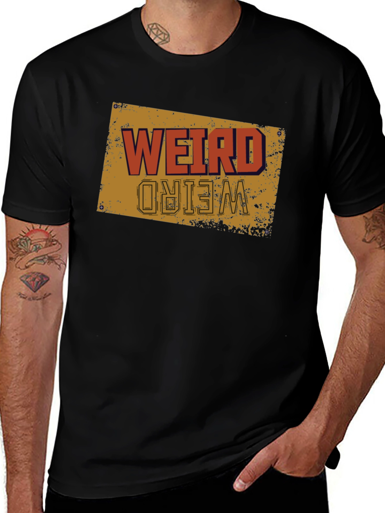 Variant 15 of Weird Graphic T-Shirt - Black Casual Tee