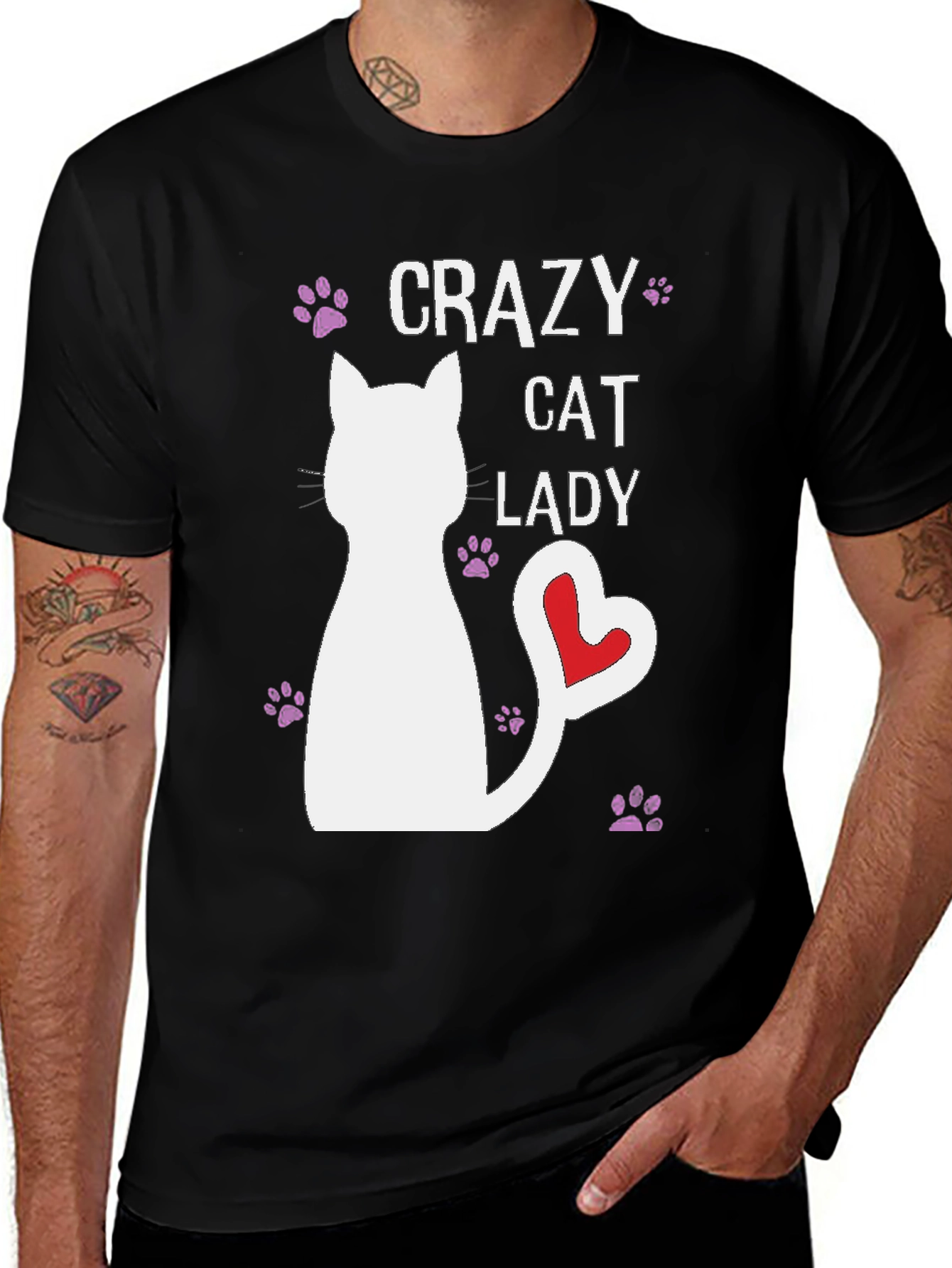 Variant 4 of Crazy Cat Lady T-Shirt - Cat Heart Graphic Tee
