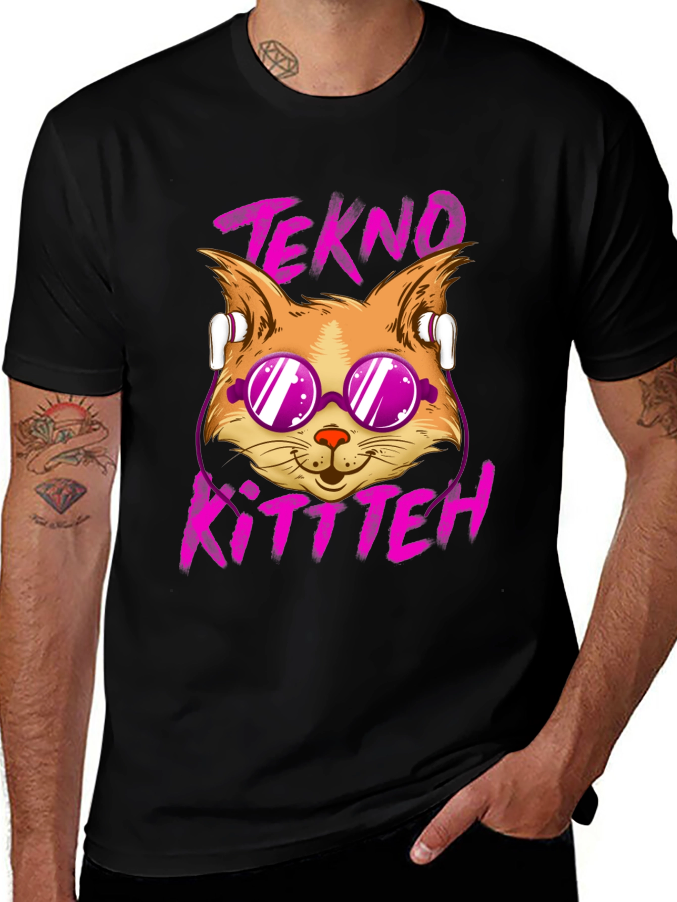 Variant 22 of Tekno Kitten Graphic Tee - Cool Cat Design