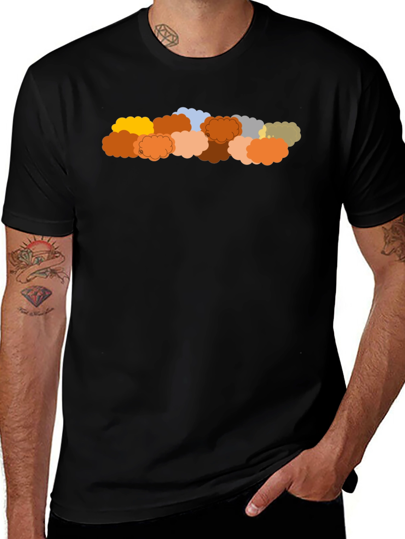 Variant 28 of Colorful Clouds Graphic Tee - Black Cotton T-Shirt