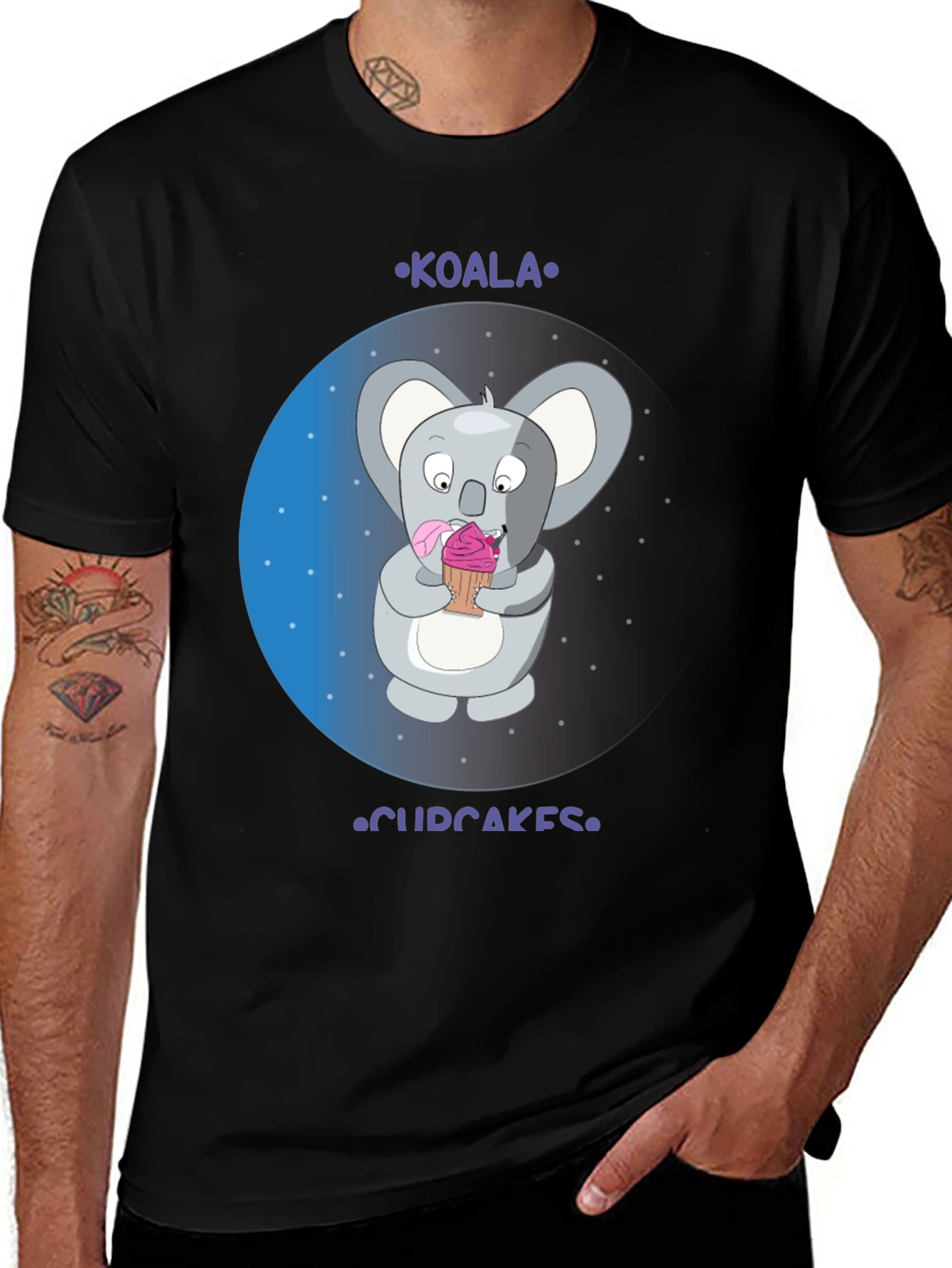 Variant 27 of Koala Cupcakes Black T-Shirt