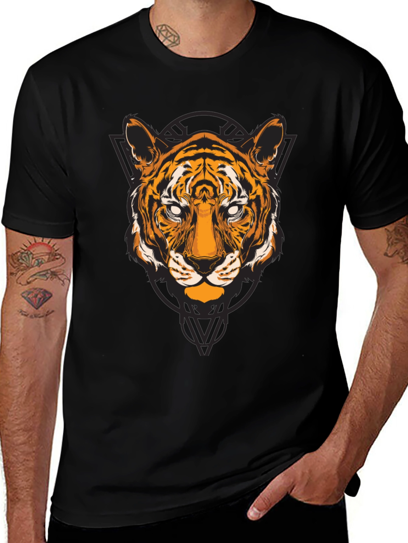 Variant 27 of Tiger Graphic T-Shirt - Black Cotton Tee