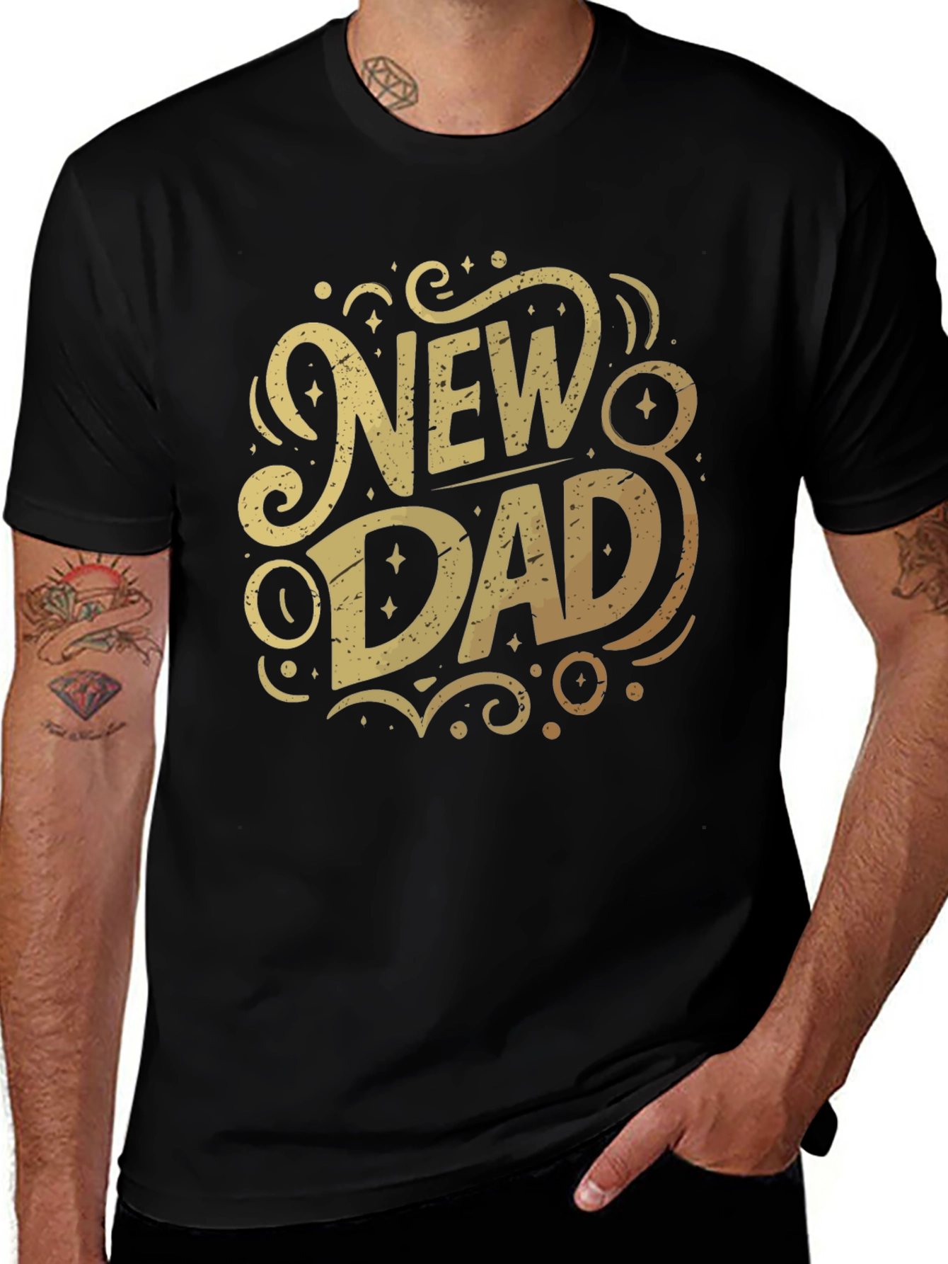 Variant 10 of New Dad Graphic T-Shirt - Black Cotton Tee
