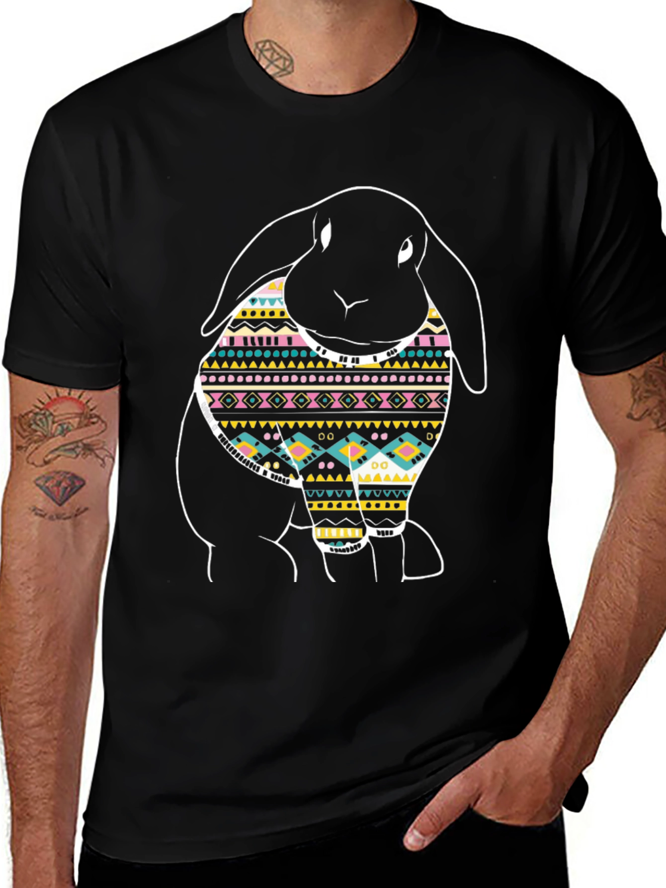 Variant 8 of Rabbit Graphic Black T-Shirt