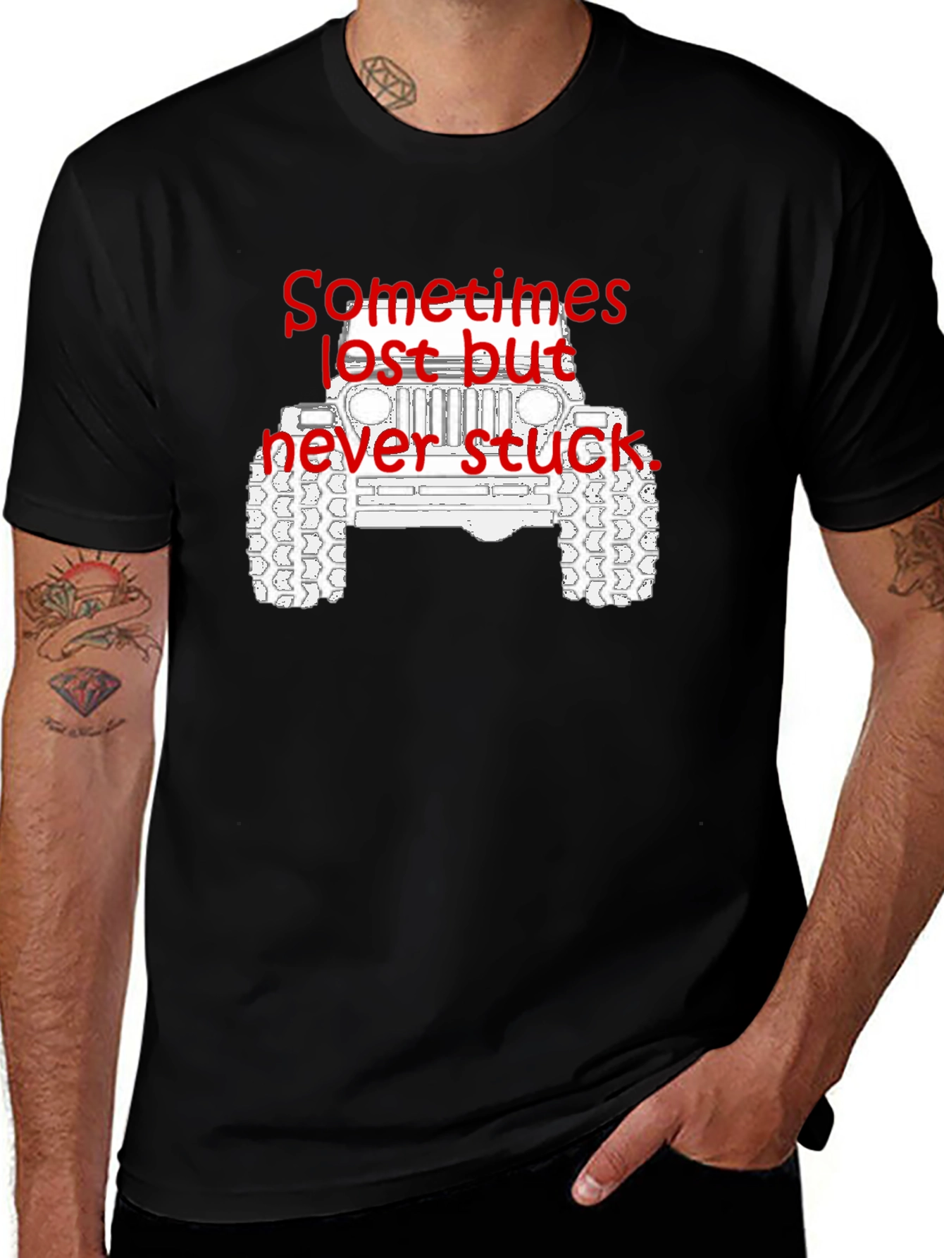 Variant 19 of Lost But Never Stuck Jeep Graphic T-Shirt