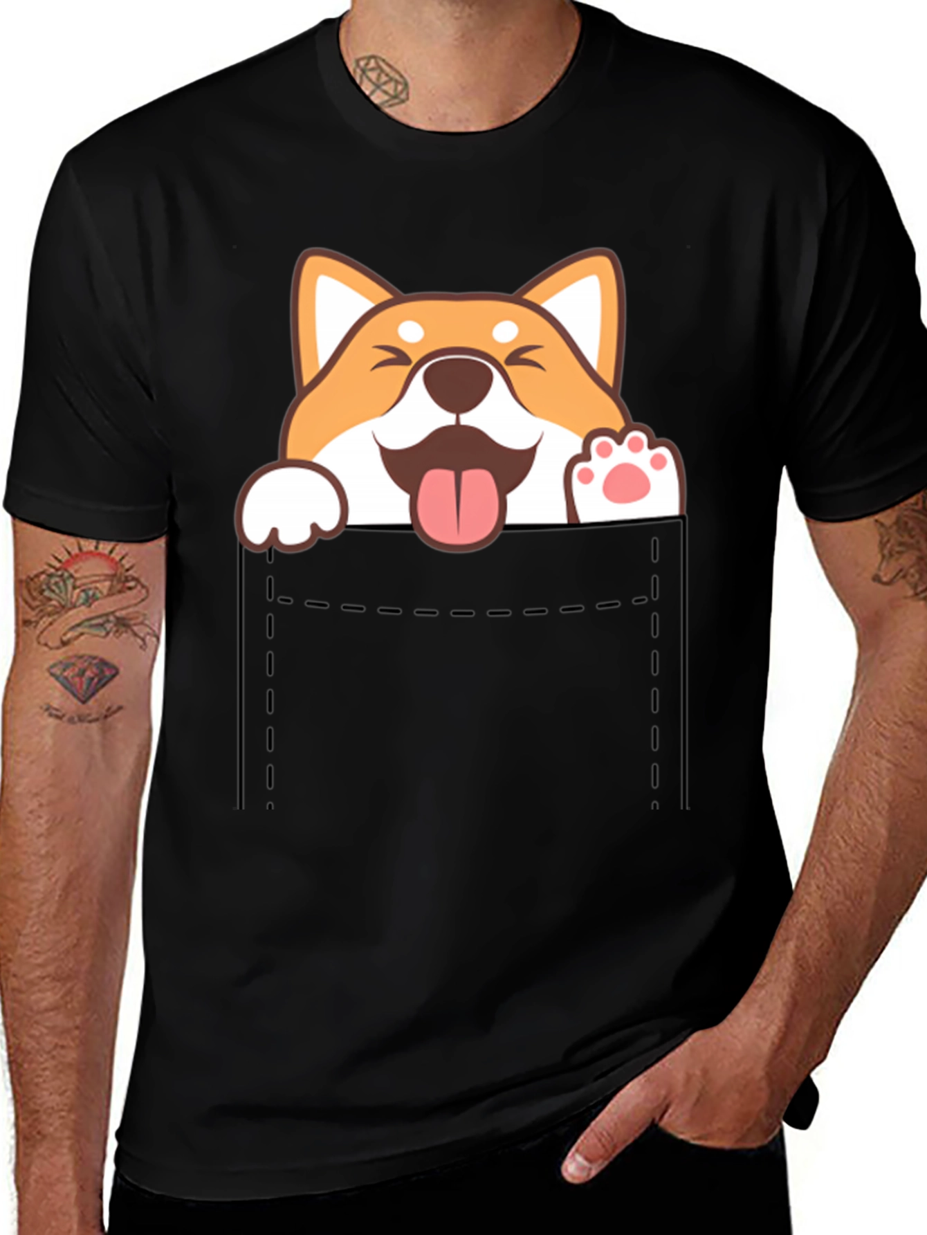 Shiba Inu Pocket T-Shirt - Cute Dog Tee
