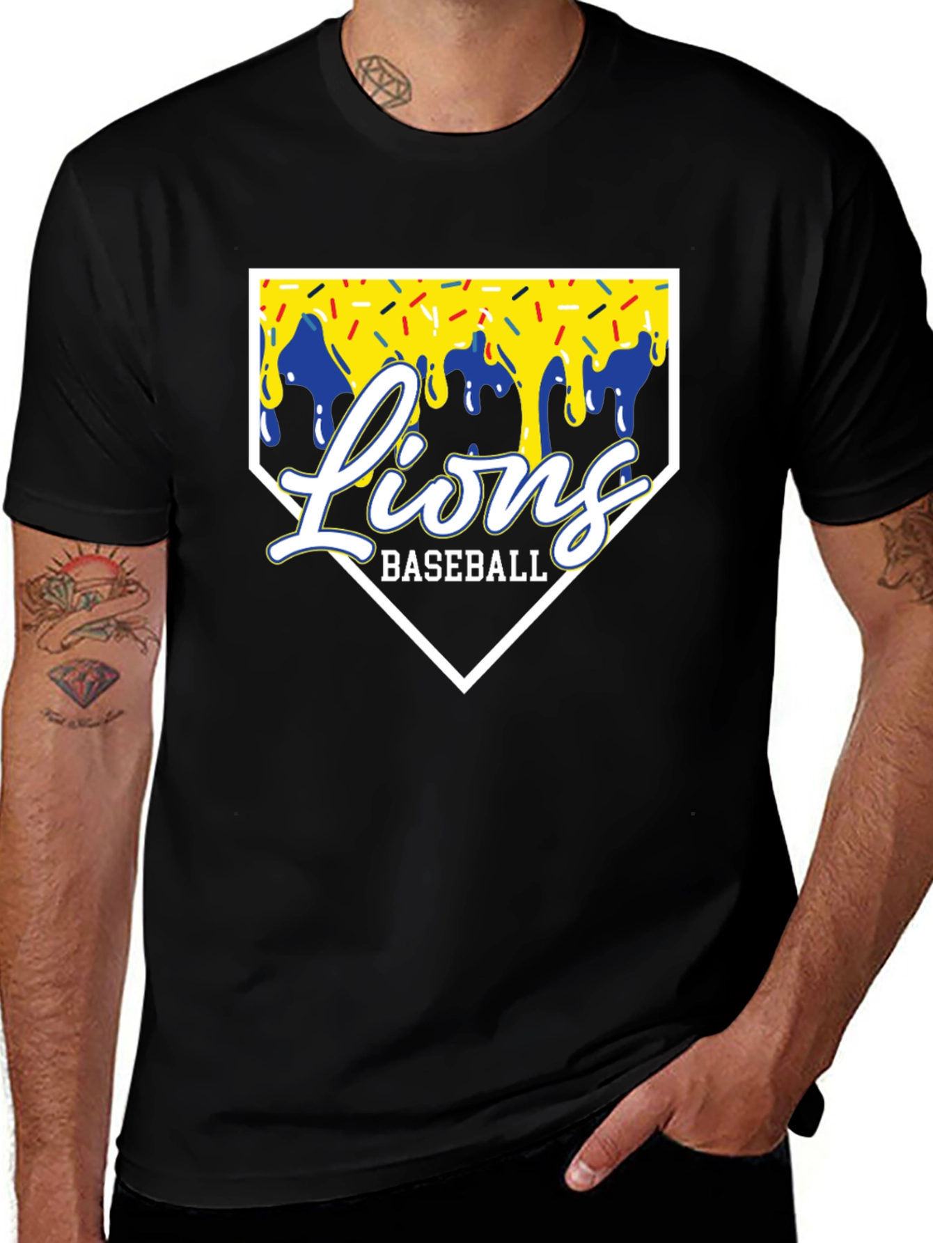 Lions Baseball Drip T-Shirt - Stylish Sports Fan Apparel