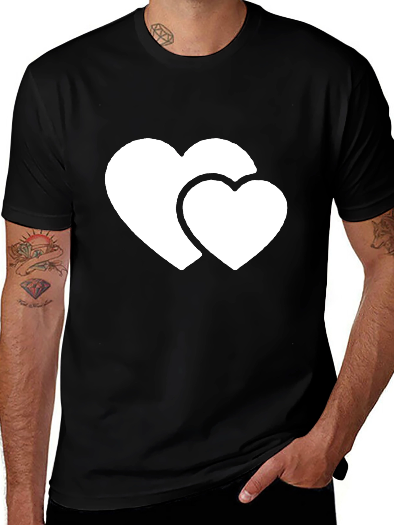 Variant 2 of Black T-Shirt with Double Heart Graphic