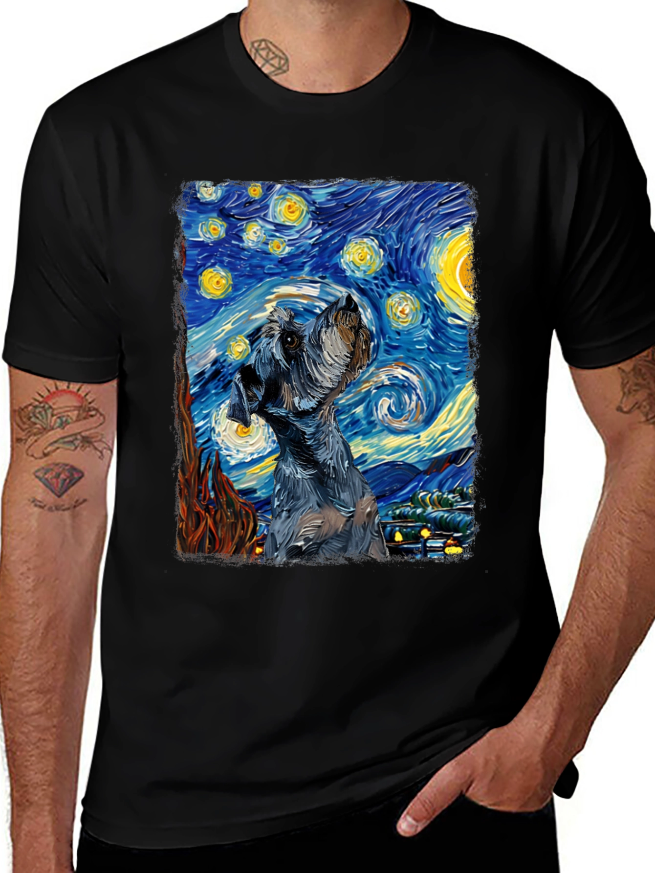 Variant 8 of Starry Night Schnauzer T-Shirt