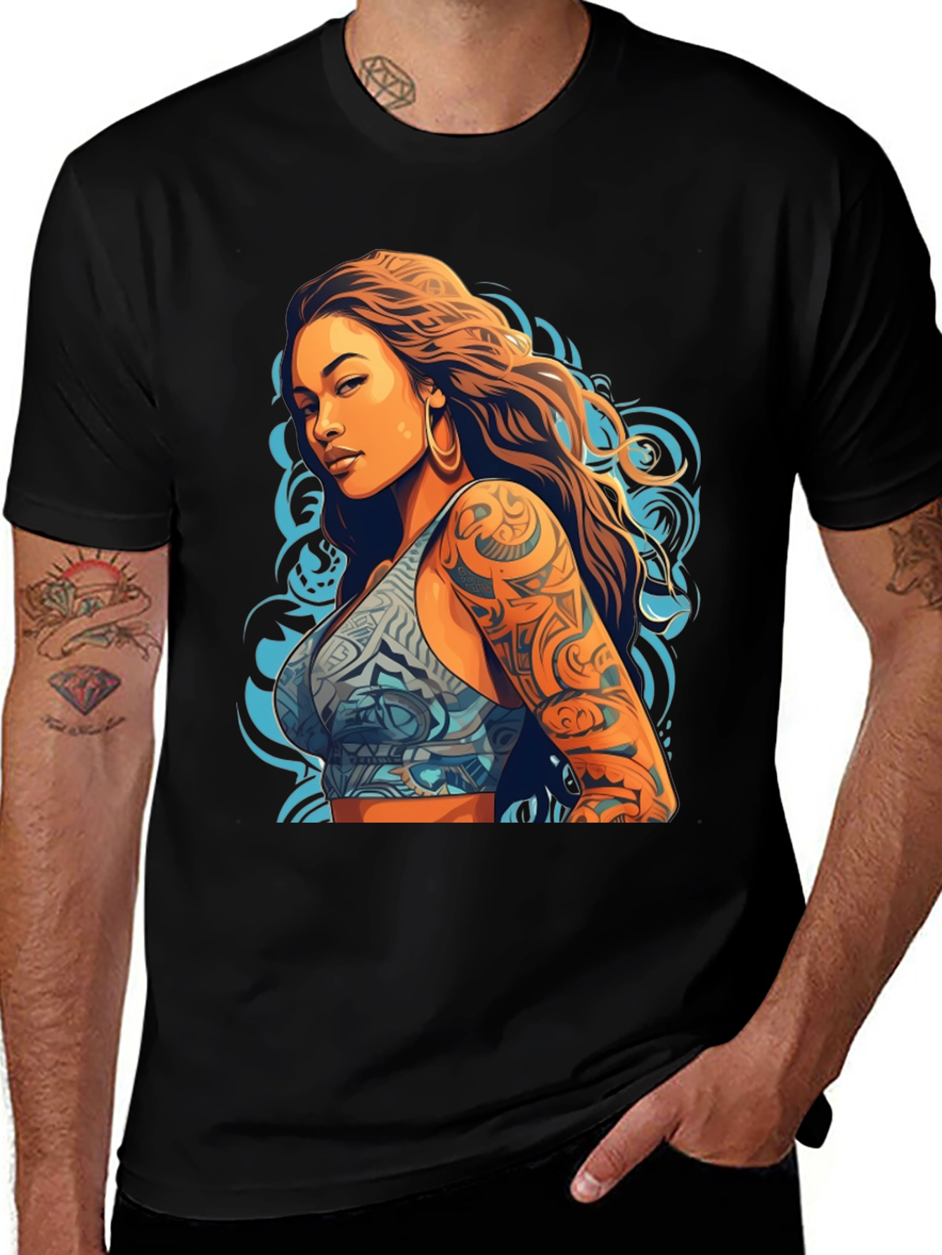 Variant 15 of Tattooed Woman Graphic Tee - Bold Style