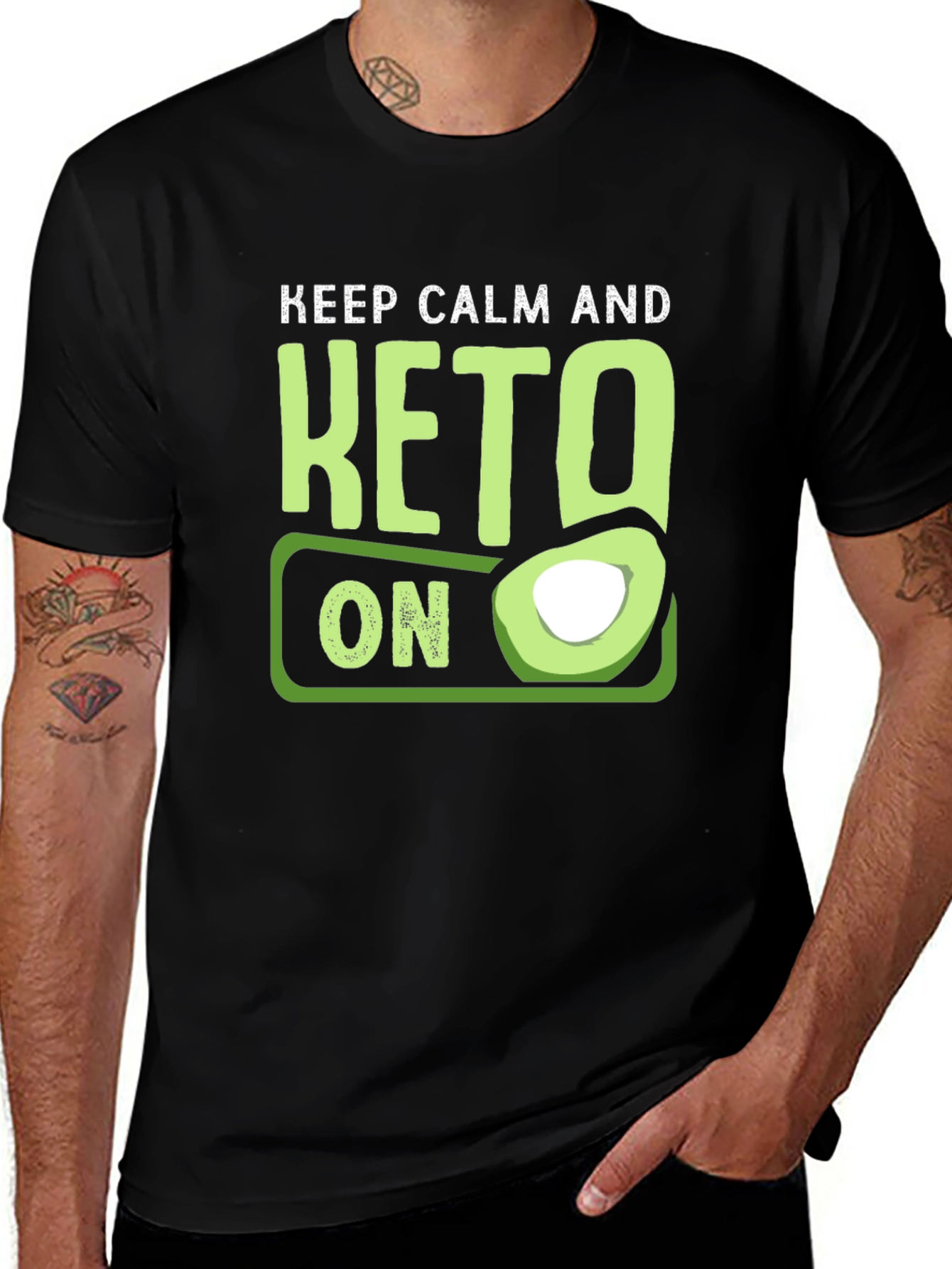 Keep Calm and Keto On T-Shirt, Avocado Graphic Tee