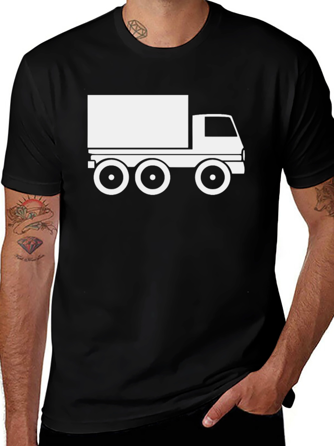 Truck Graphic Tee - Black Cotton T-Shirt
