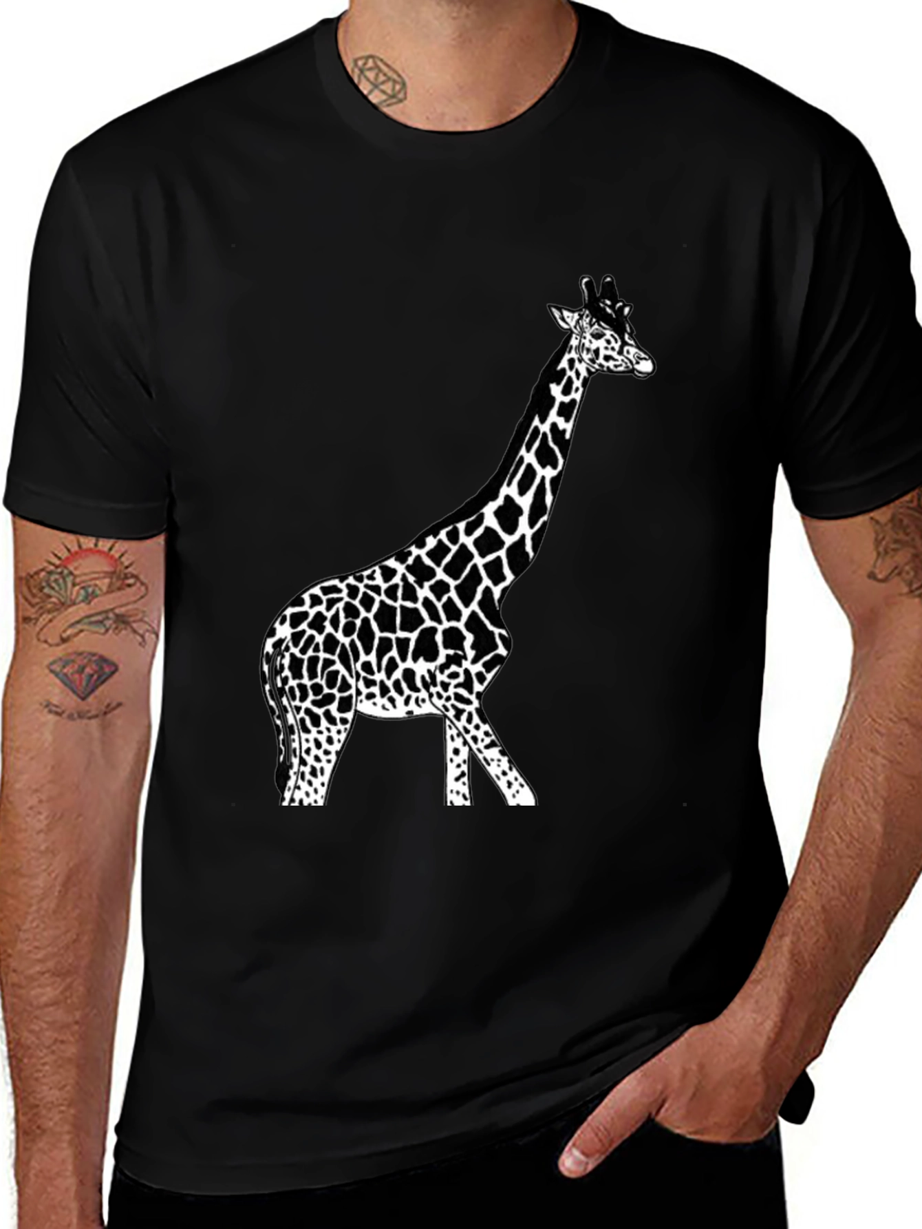 Variant 13 of Giraffe Graphic Tee - Unisex Black T-Shirt