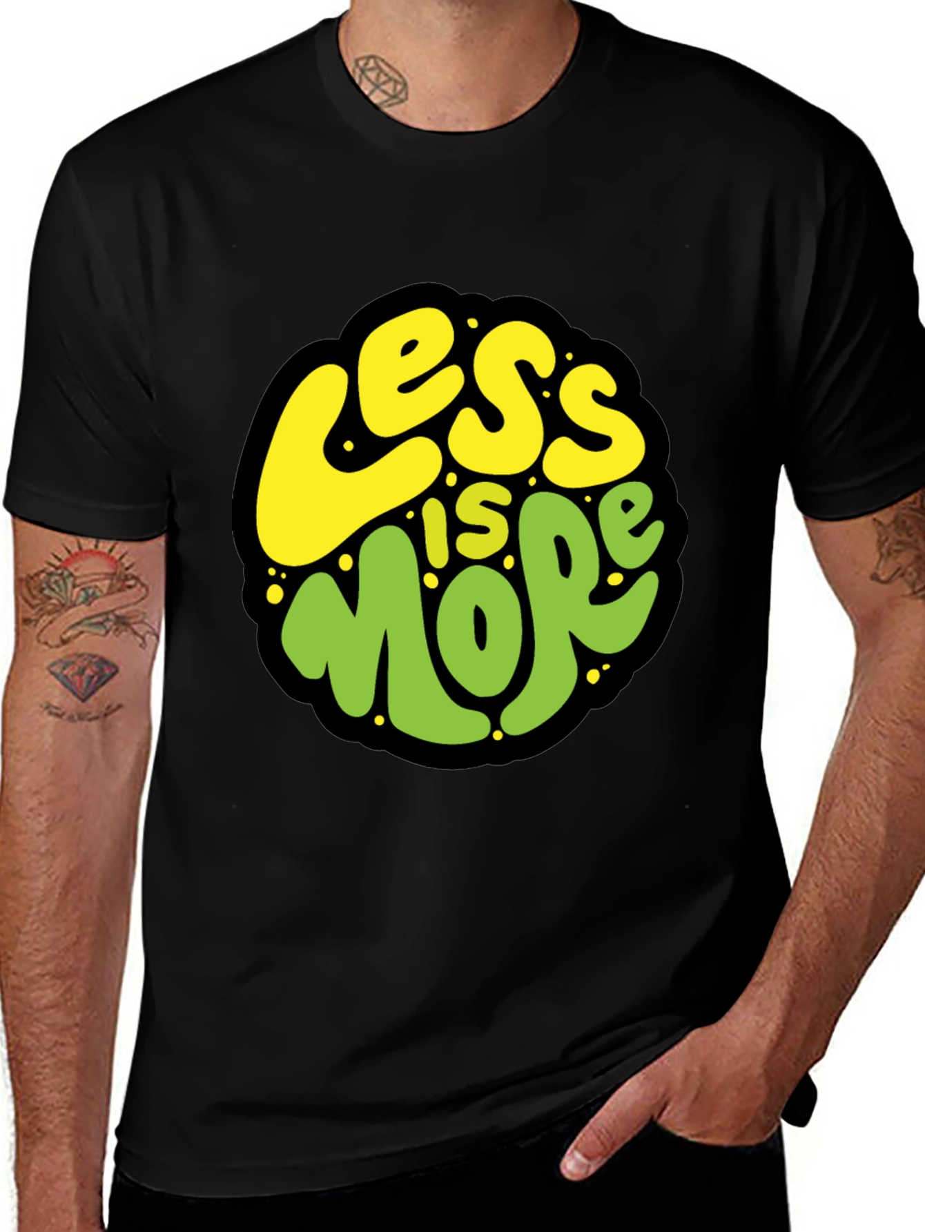 Variant 10 of Less is More Graphic Tee - Stylish Black T-Shirt