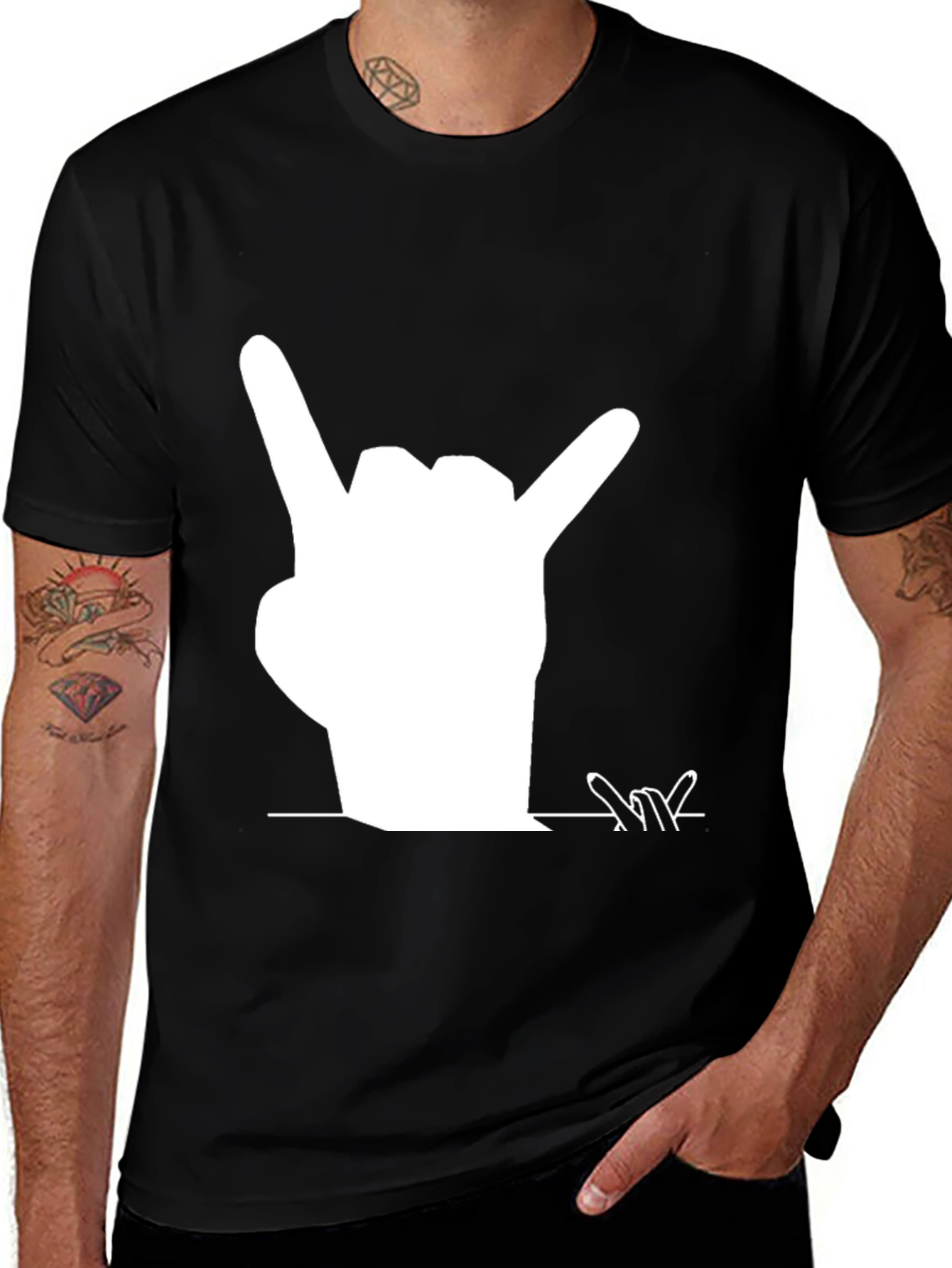 Variant 18 of Rock On! Graphic Tee - Black Cotton T-Shirt