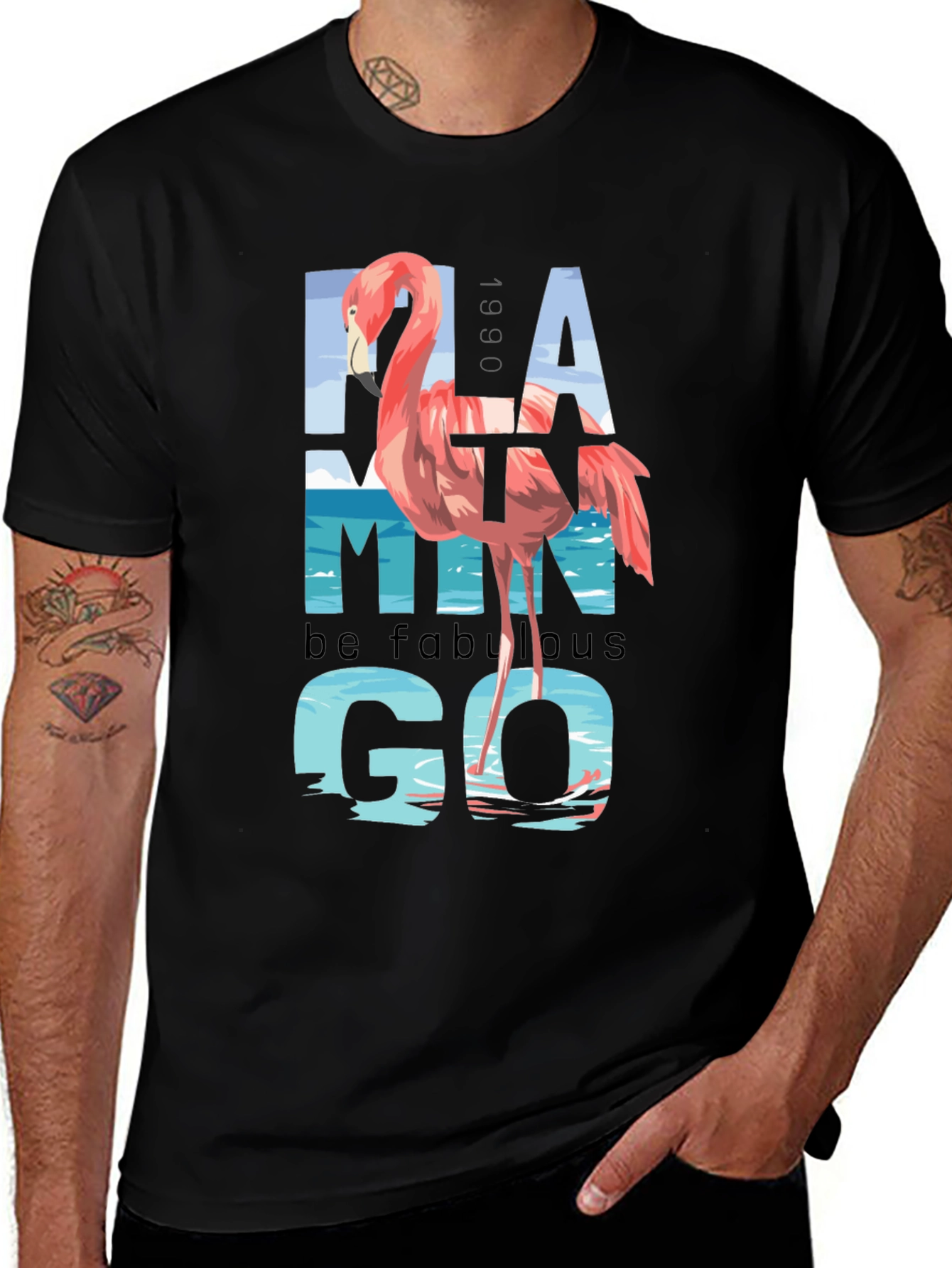 Variant 25 of Flamingo Graphic Tee - Be Fabulous, Go!