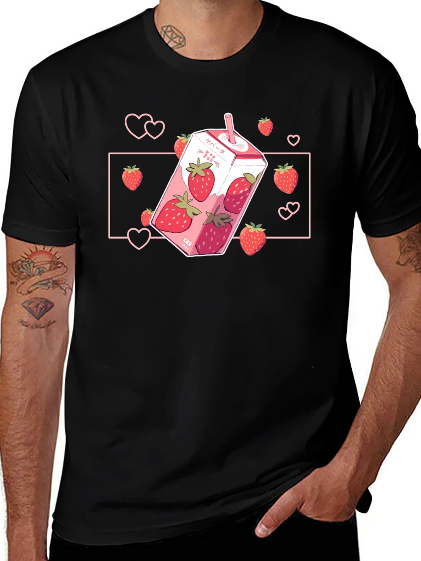 Variant 4 of Strawberry Milk T-Shirt - Cute Kawaii Graphic Tee