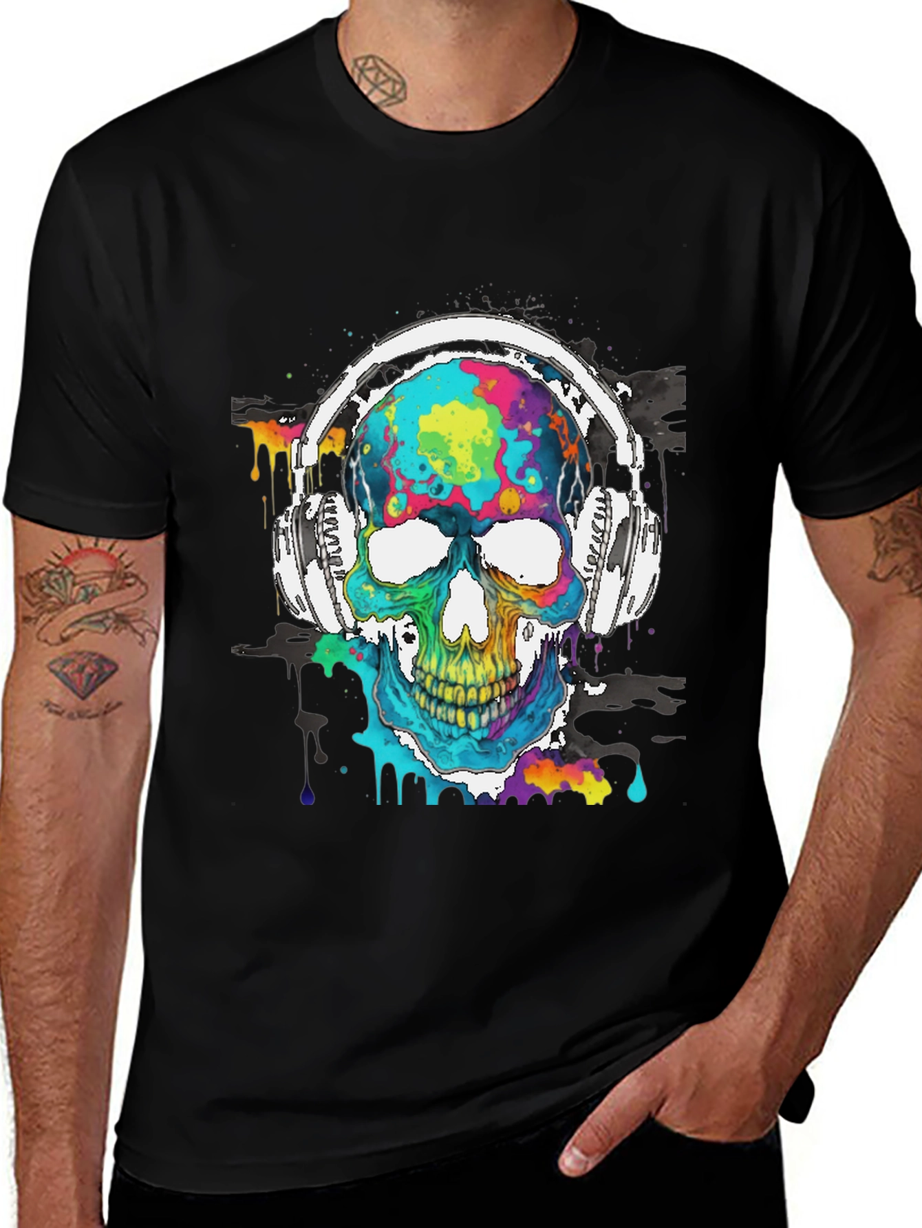 Variant 19 of Skull Headphones Graphic Tee - Vivid Colors