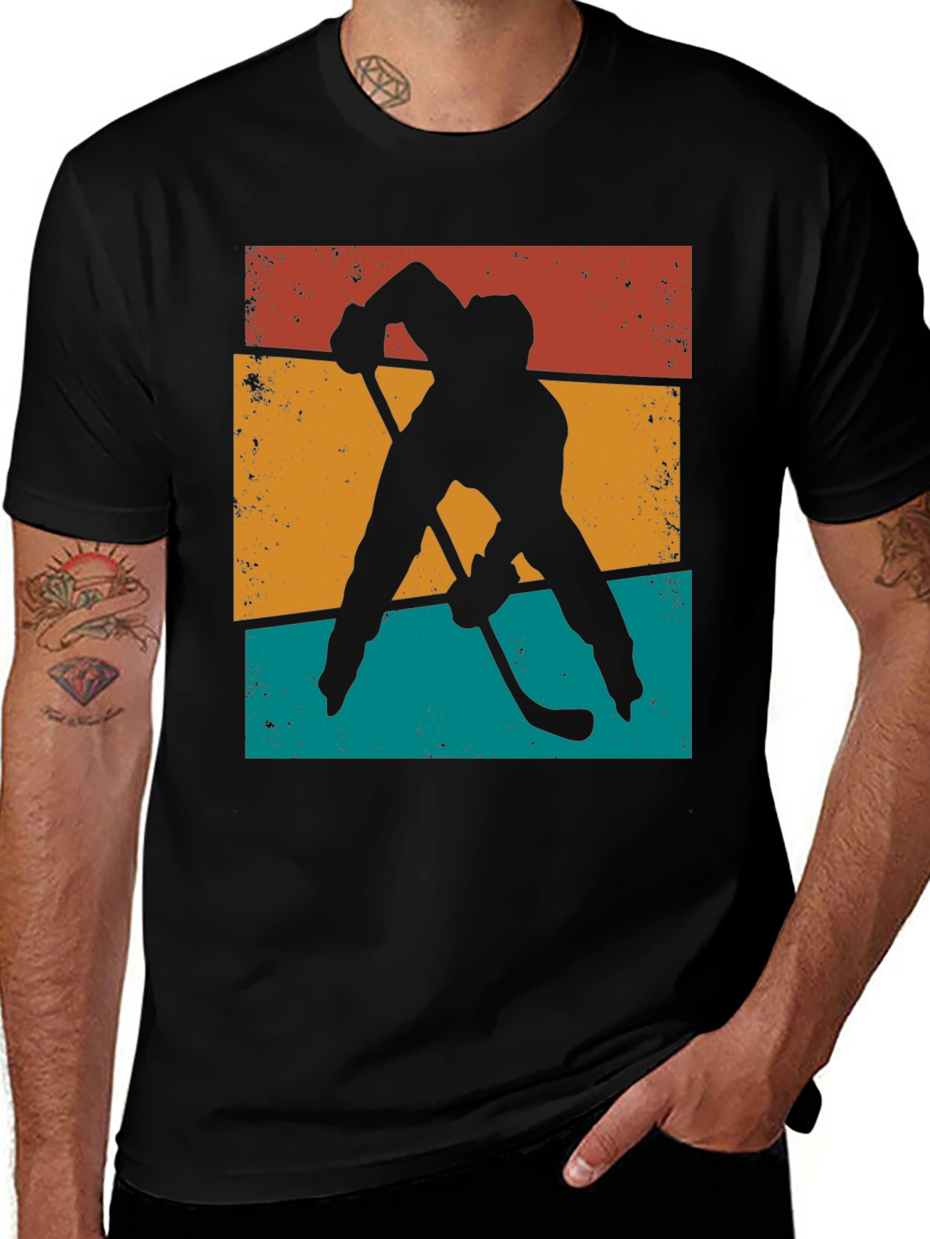 Variant 10 of Retro Hockey Silhouette Graphic Tee