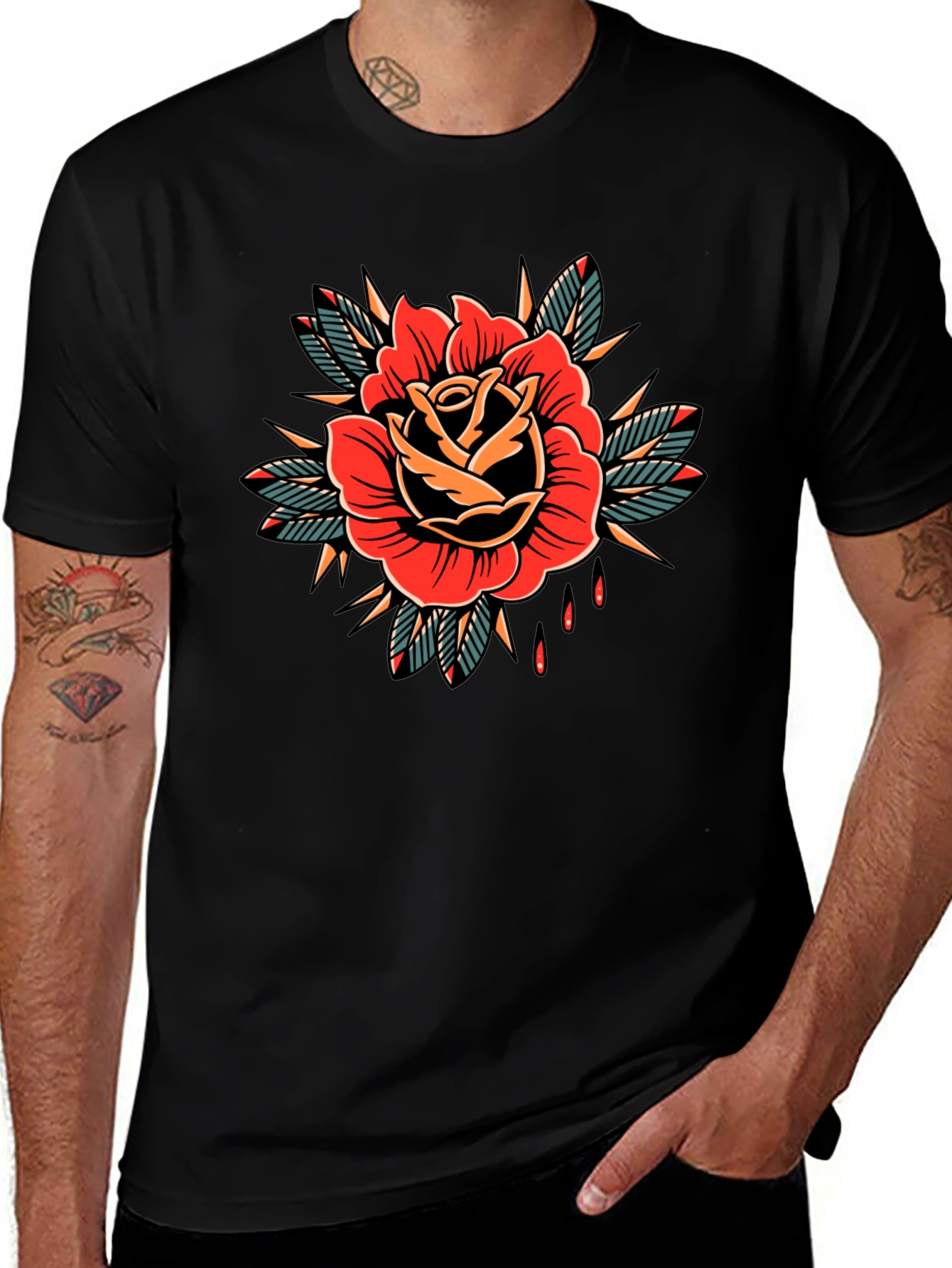 Variant 26 of Rose Graphic Black T-Shirt