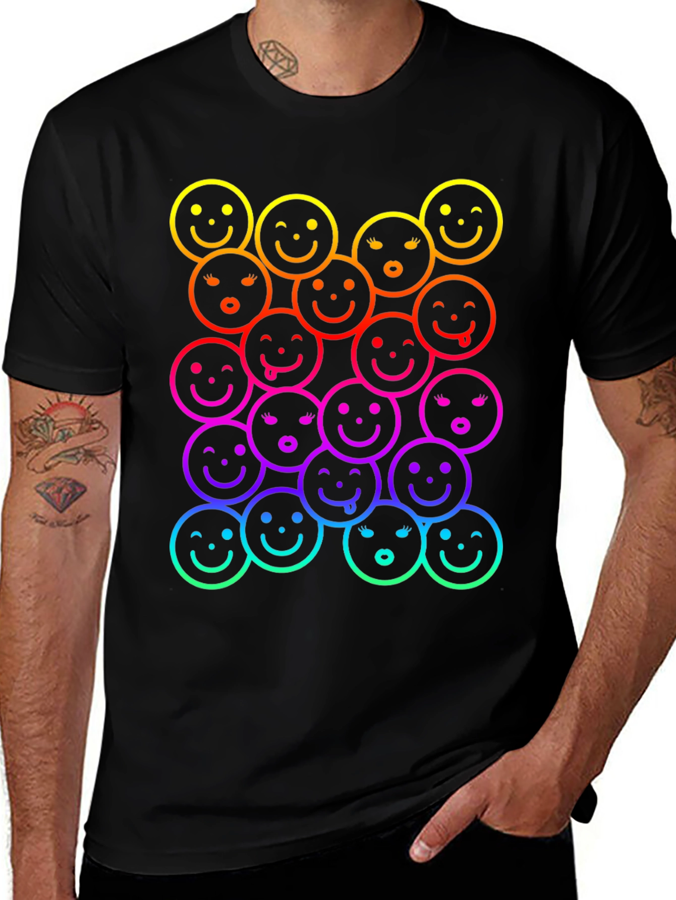 Variant 24 of Rainbow Smiley Face Graphic Print T-Shirt