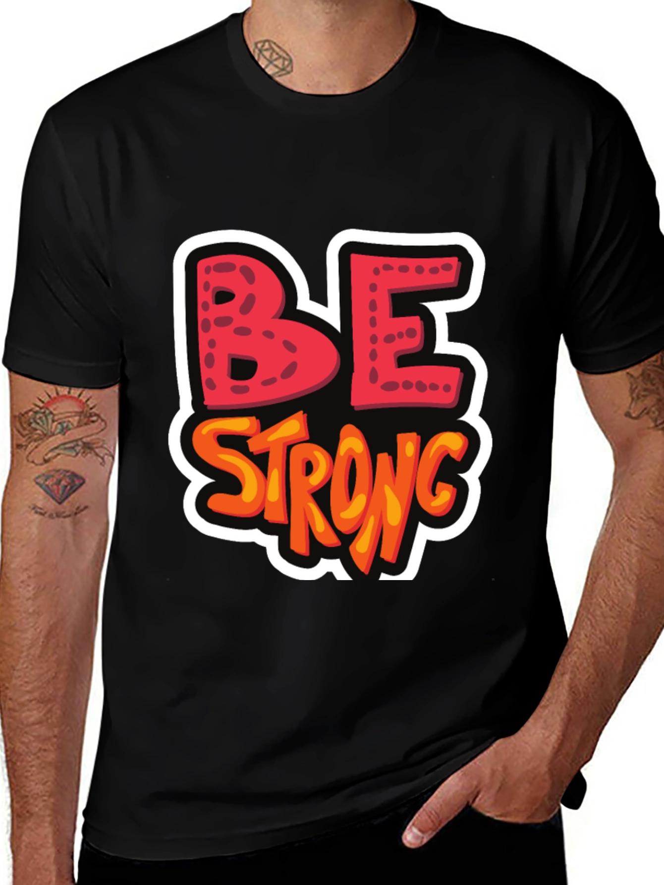 Variant 24 of Be Strong Graphic Tee - Black T-Shirt