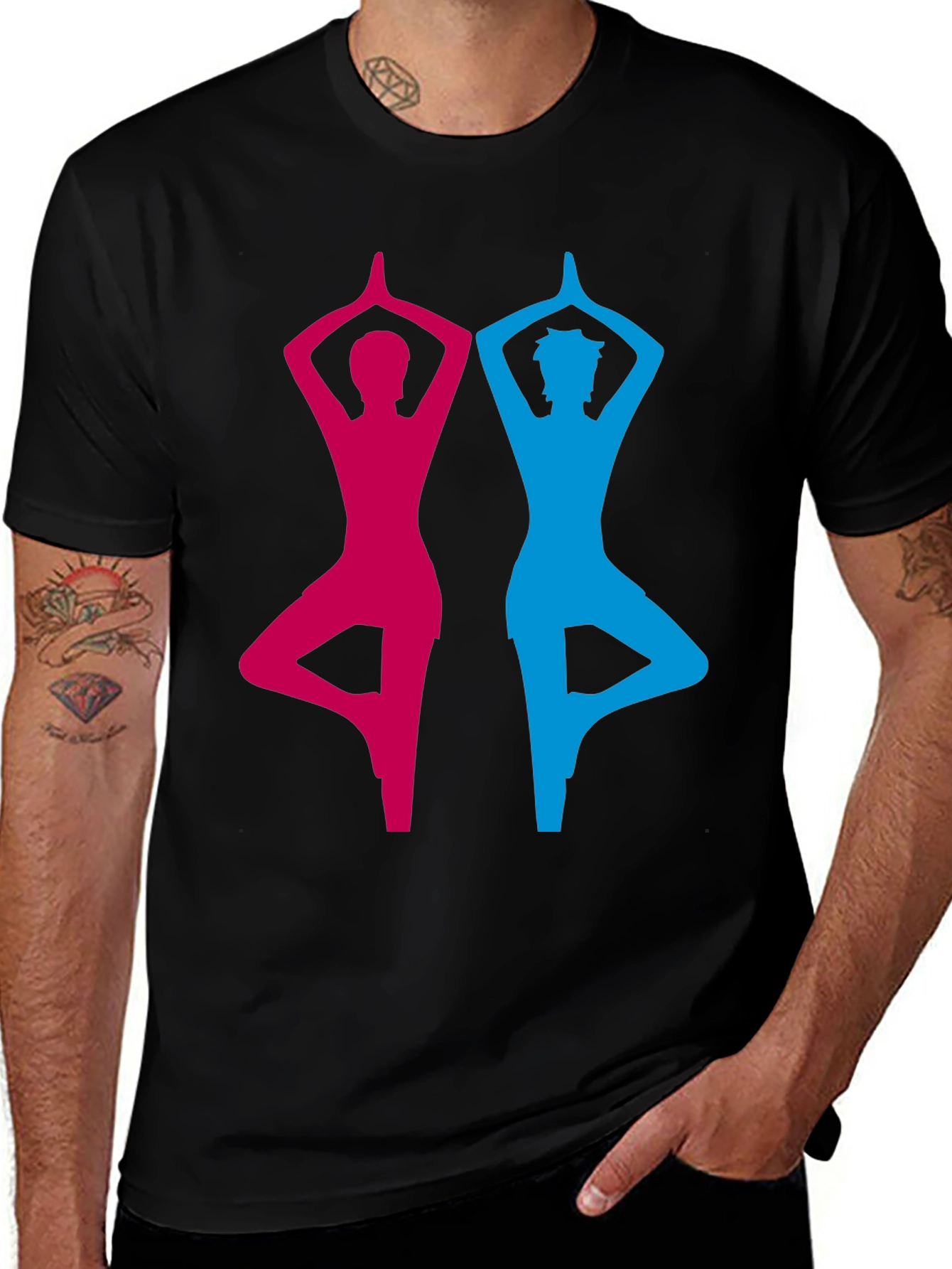 Variant 23 of Yoga Pose Graphic Tee - Unisex Black Cotton T-Shirt