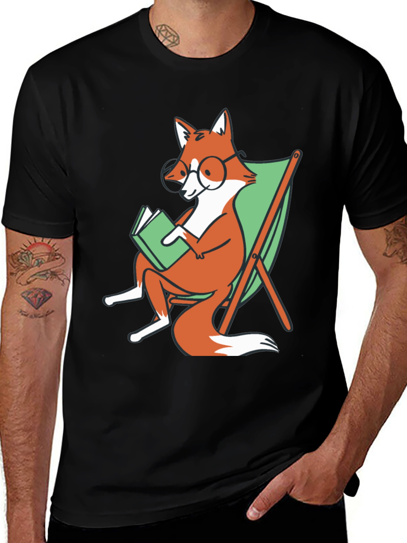 Variant 6 of Fox Reading Book T-Shirt - Smart & Casual
