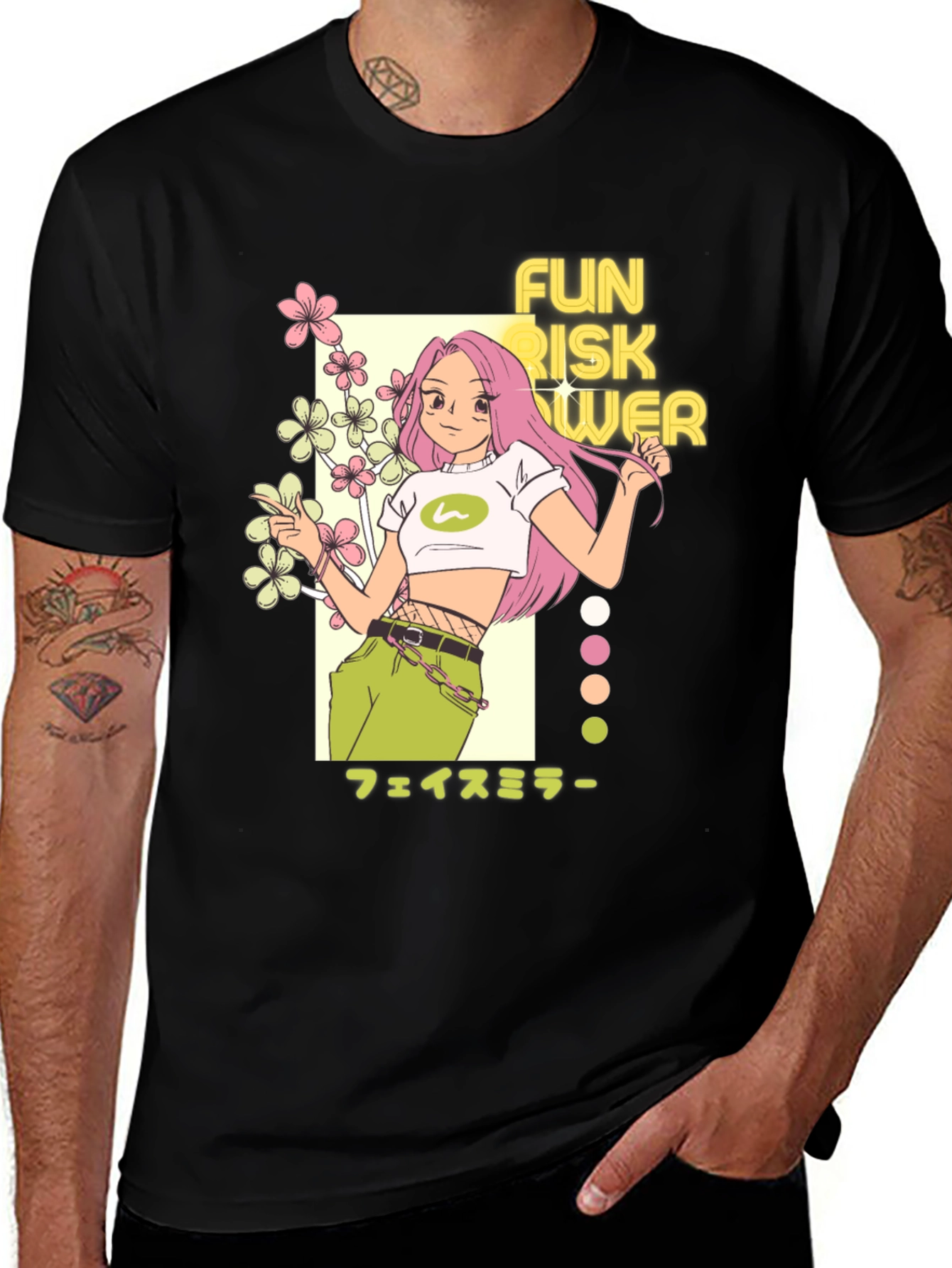 Variant 21 of Fun Risk Flower Graphic Tee - Anime Style