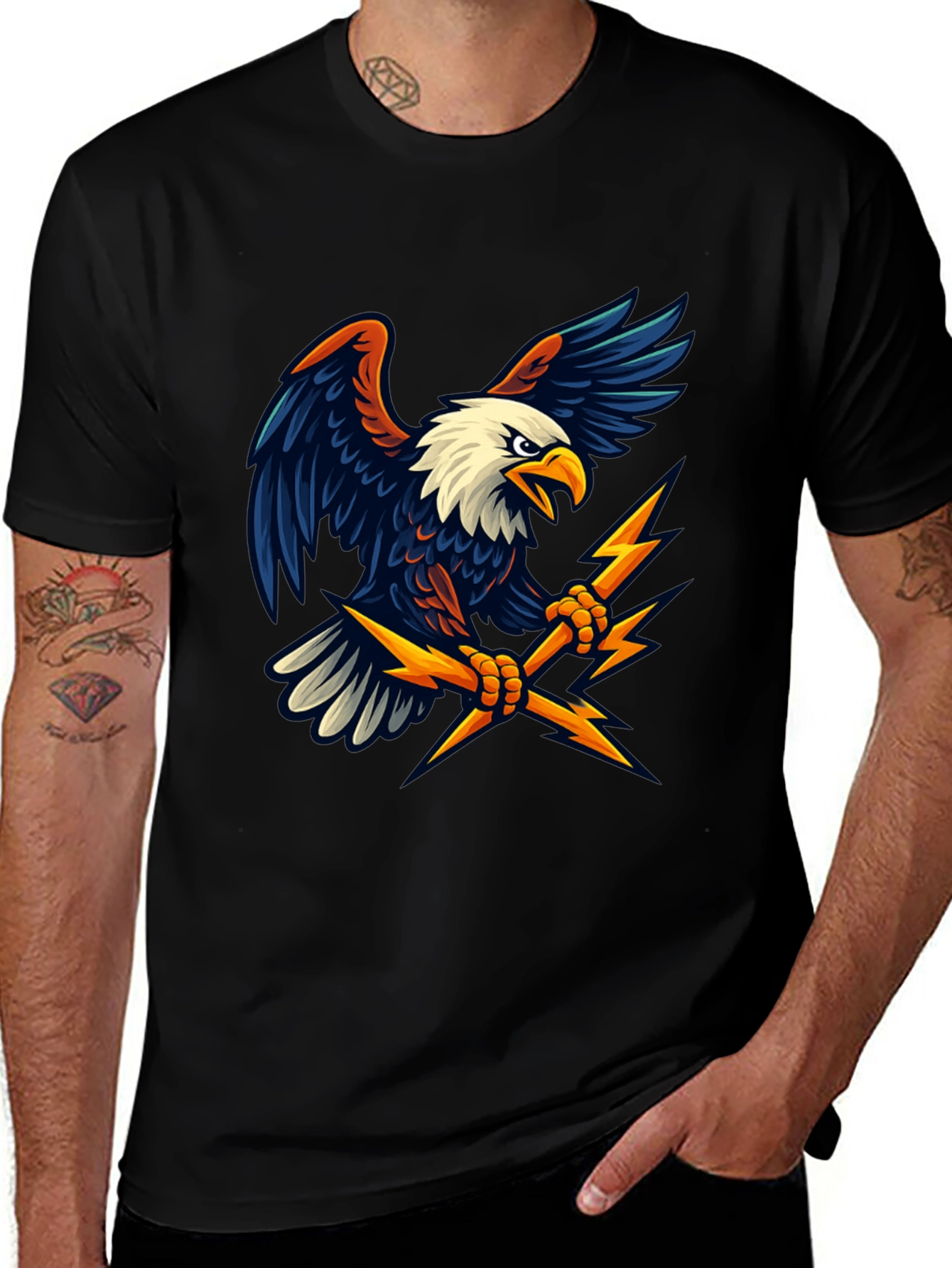 Variant 5 of Eagle Lightning Bolt Graphic T-Shirt