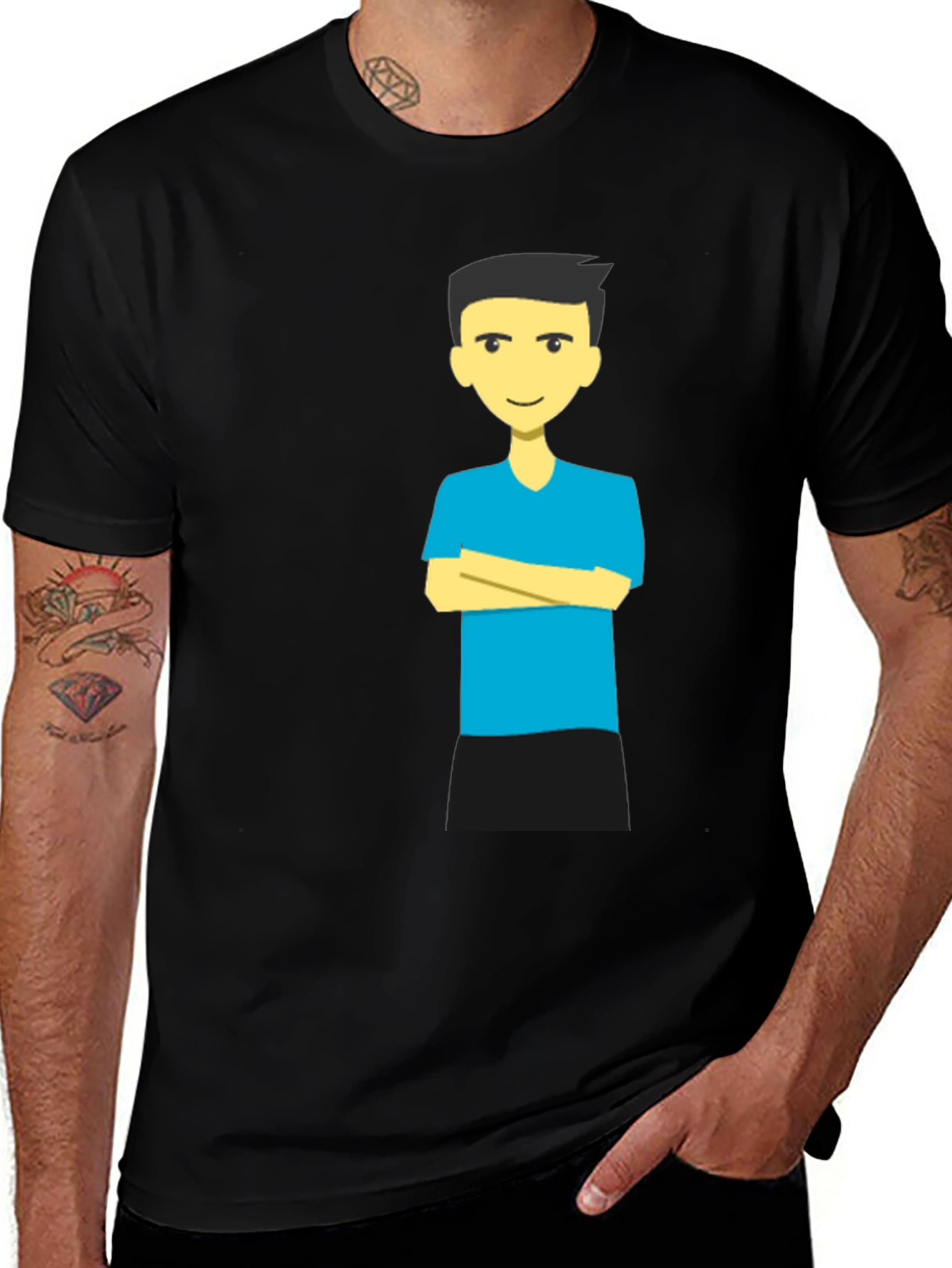 Variant 16 of Cartoon Man Black T-Shirt