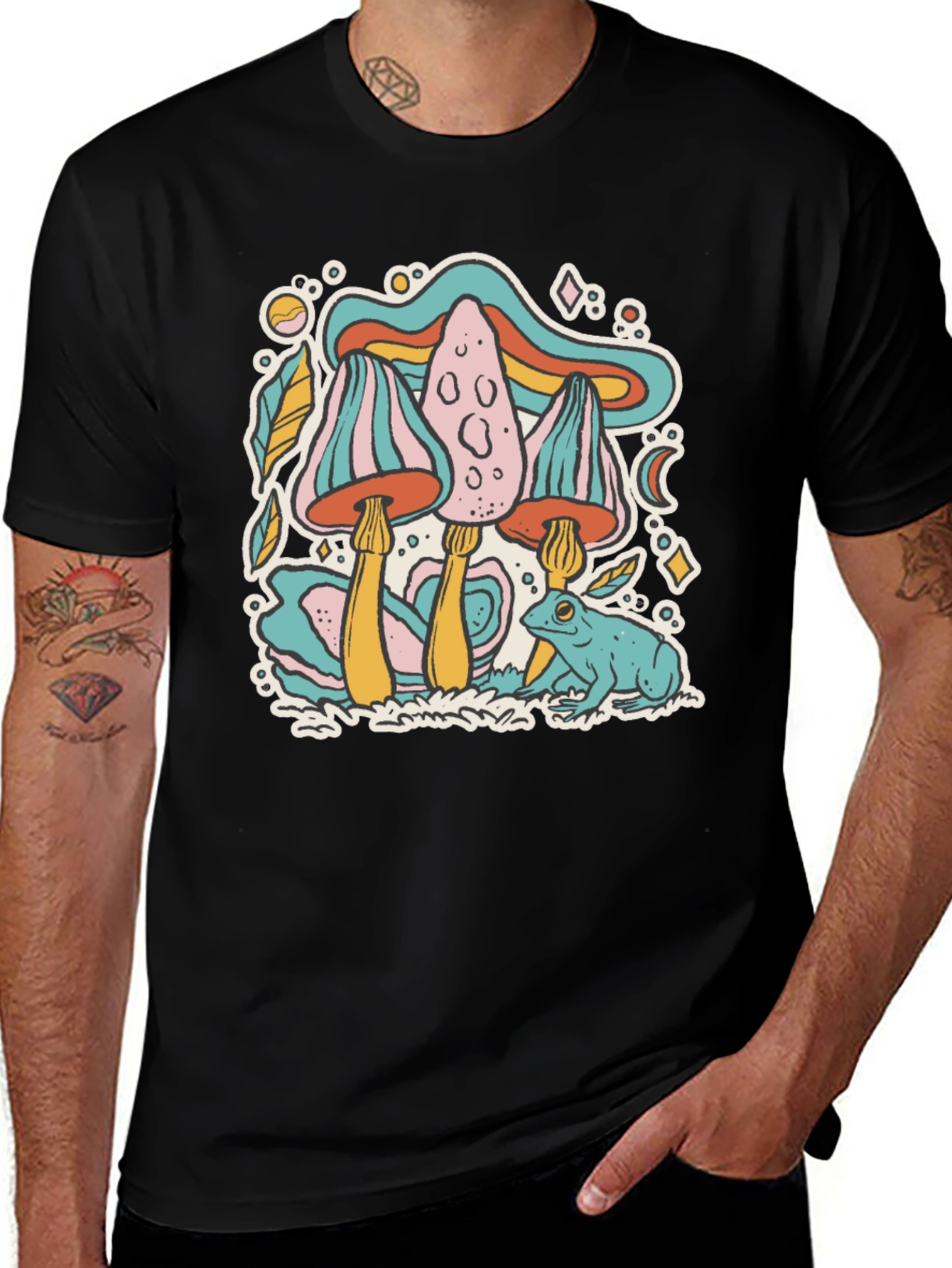 Variant 21 of Retro Mushroom Frog Graphic Tee