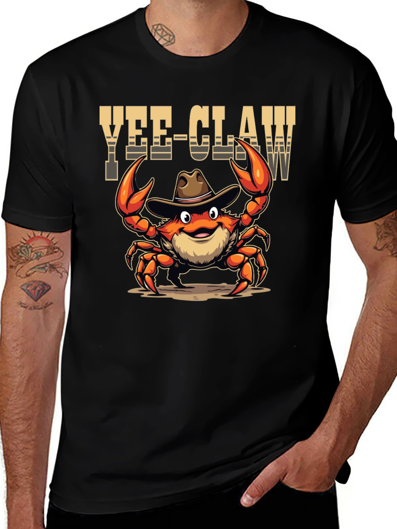 Variant 26 of Yee-Claw Crab T-Shirt - Novelty Cowboy Crustacean Tee
