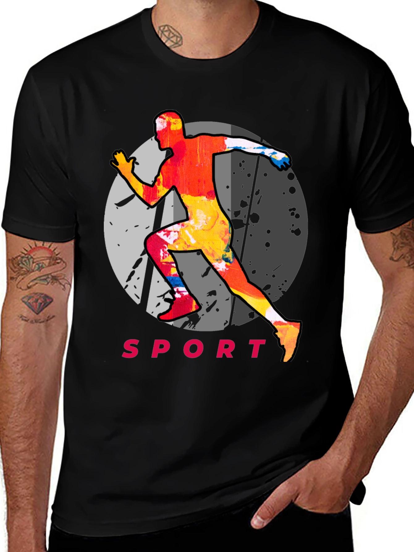 Men's Sport Graphic Tee - Athlete Print