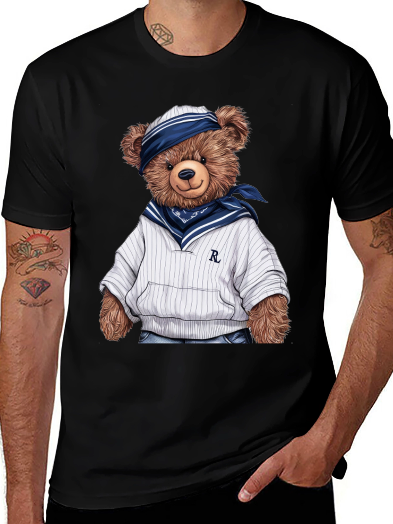 Variant 22 of Teddy Bear Sailor Black T-Shirt