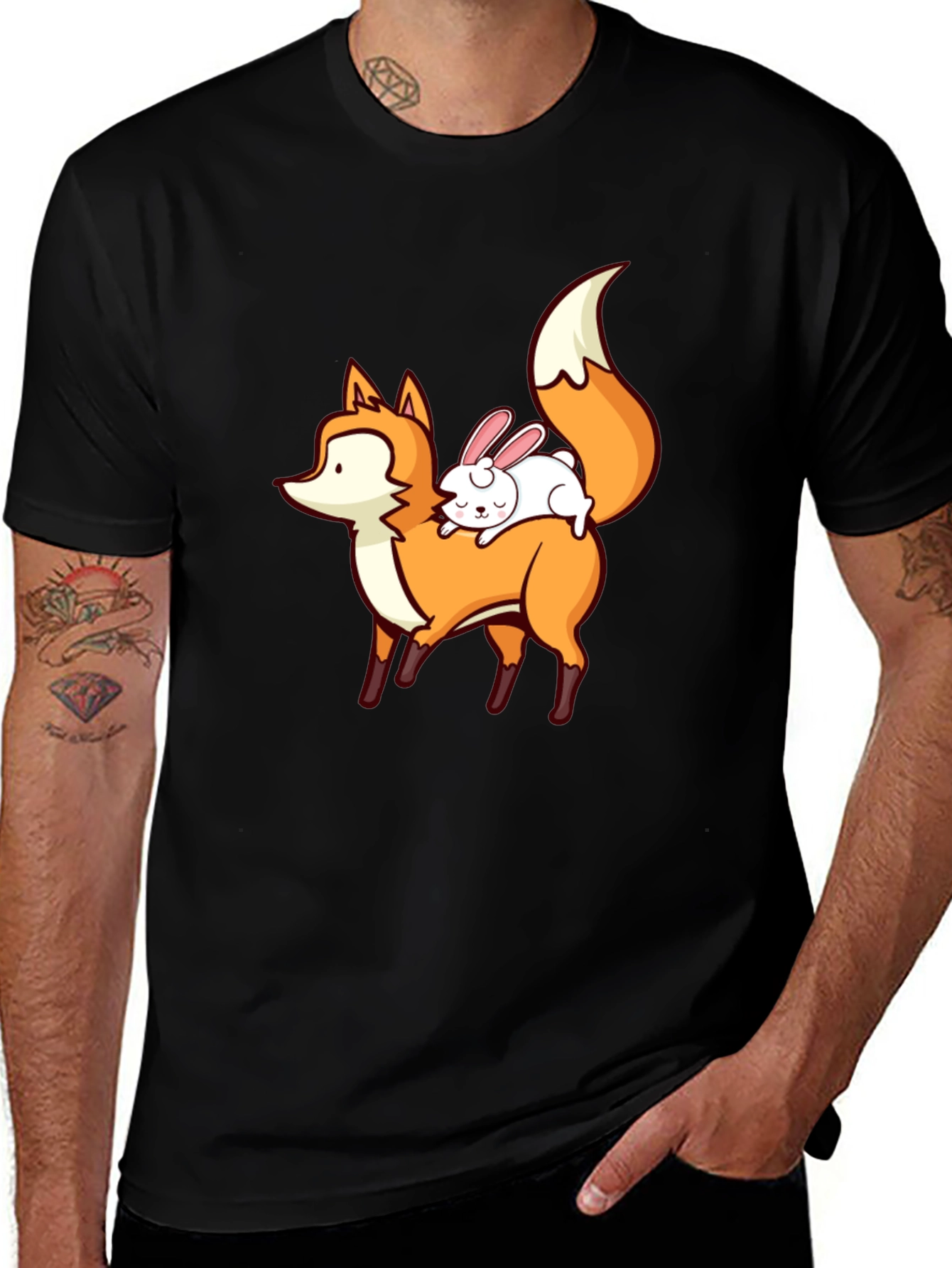 Variant 14 of Fox & Rabbit Graphic Tee - Cute Animal T-Shirt