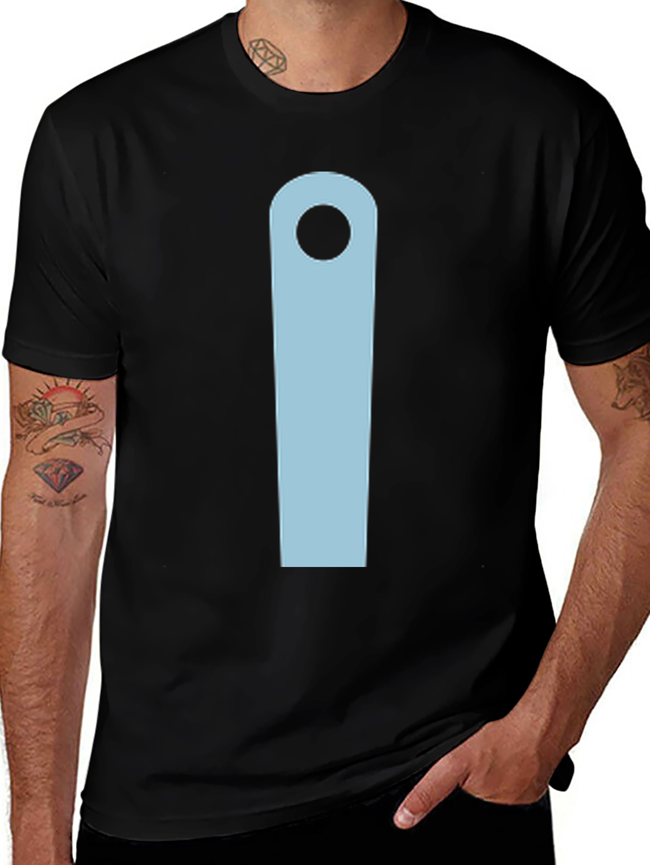Variant 10 of Minimalist Keyhole Graphic Tee - Black