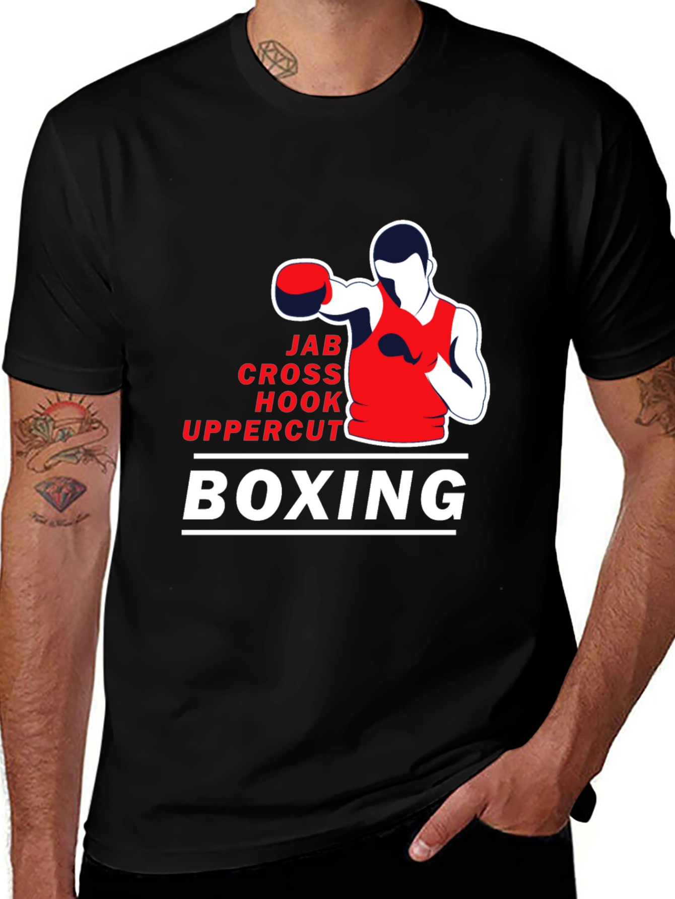 Variant 7 of Boxing Moves Graphic T-Shirt - Jab Cross Hook Uppercut