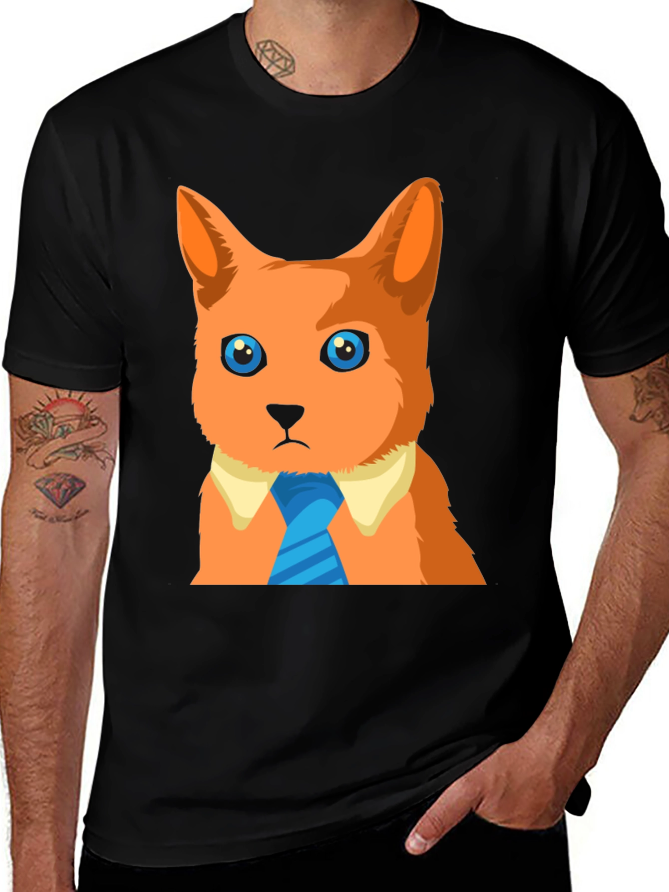 Variant 19 of Cool Cat in a Tie Graphic T-Shirt