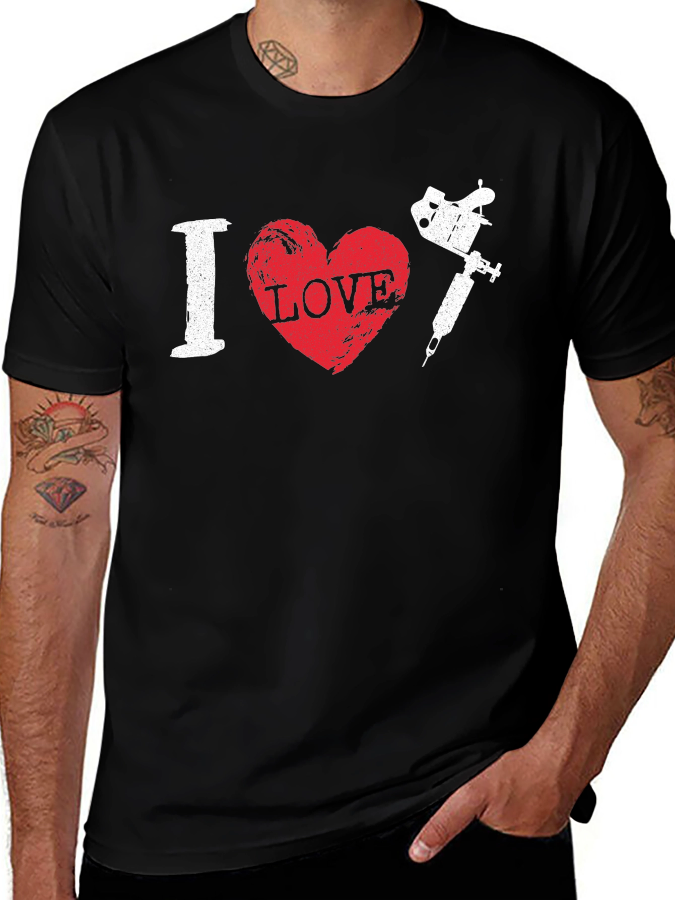 Variant 23 of I Love Tattoo Machine Black T-Shirt