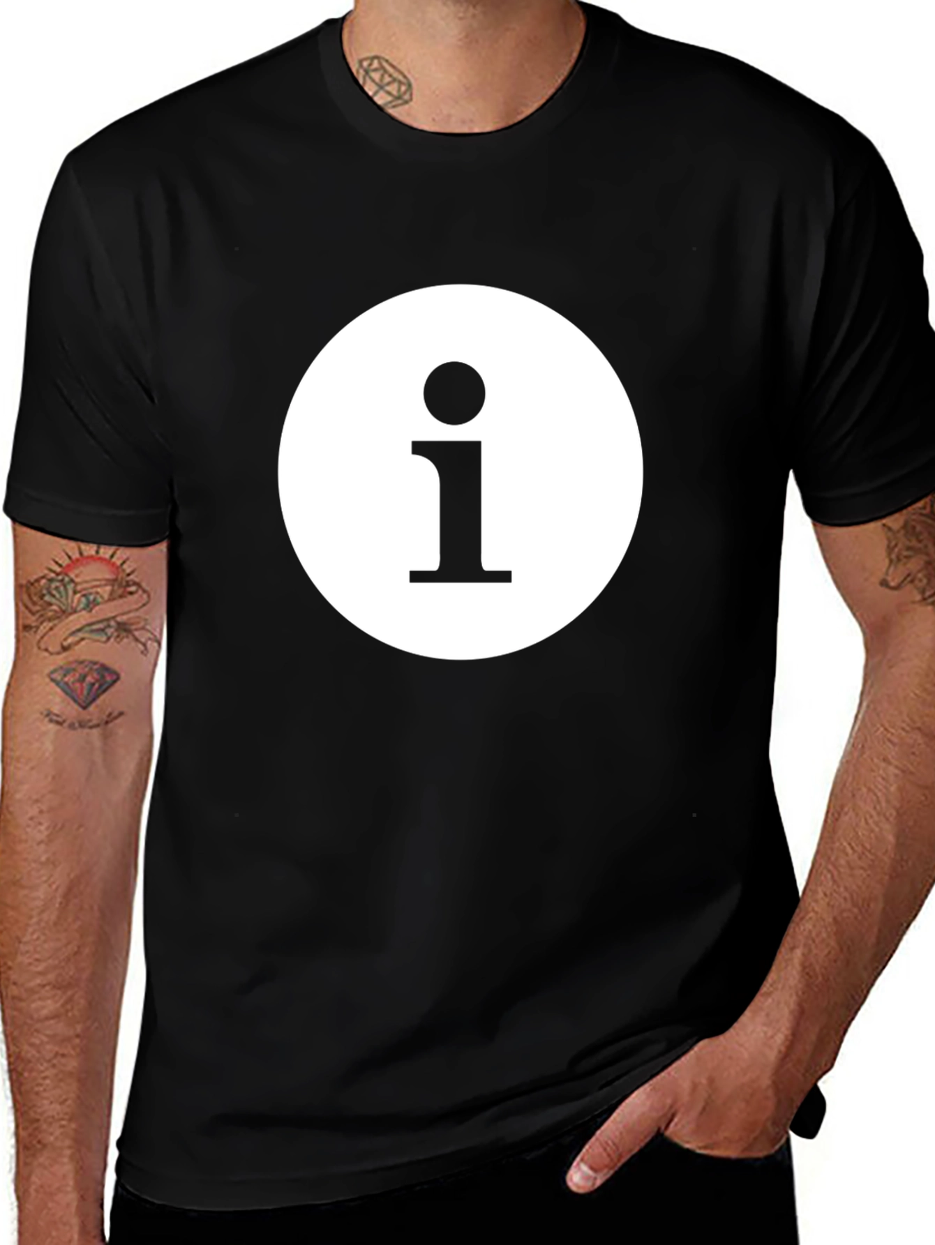 Variant 5 of Info Icon Graphic Black T-Shirt