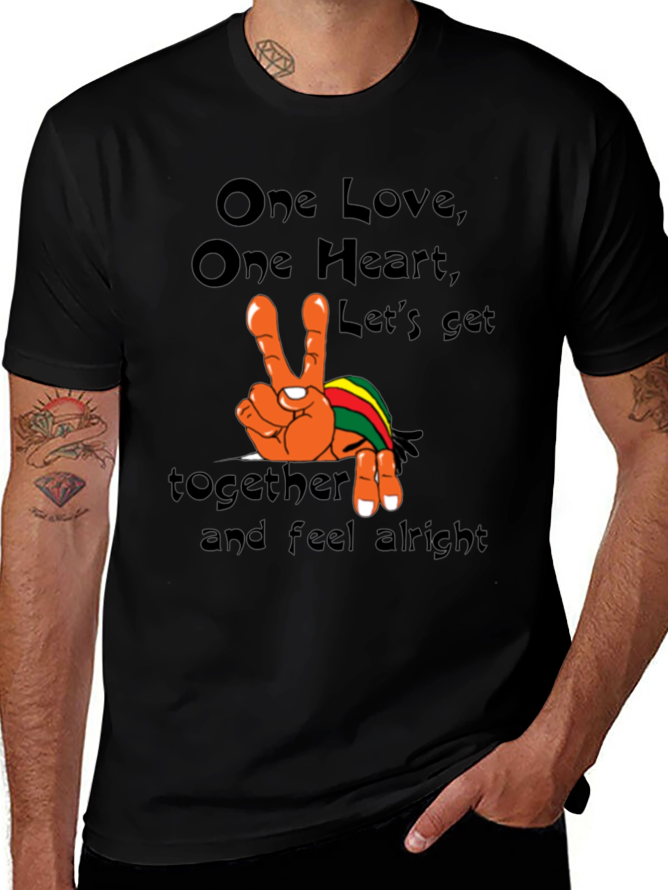 One Love Graphic Tee - Rasta Peace Shirt
