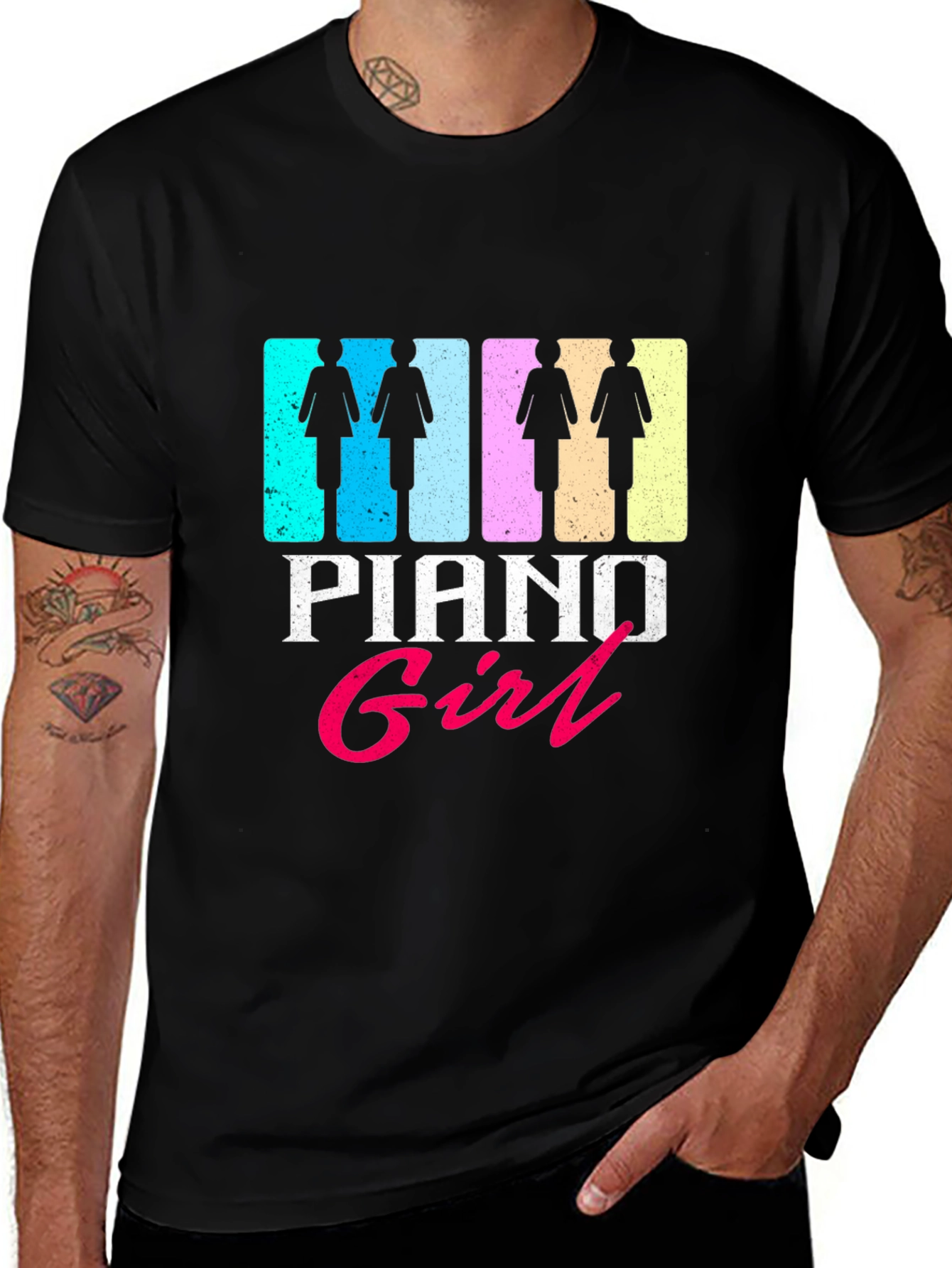 Variant 30 of Piano Girl Graphic T-Shirt - Trendy Music Lover Tee